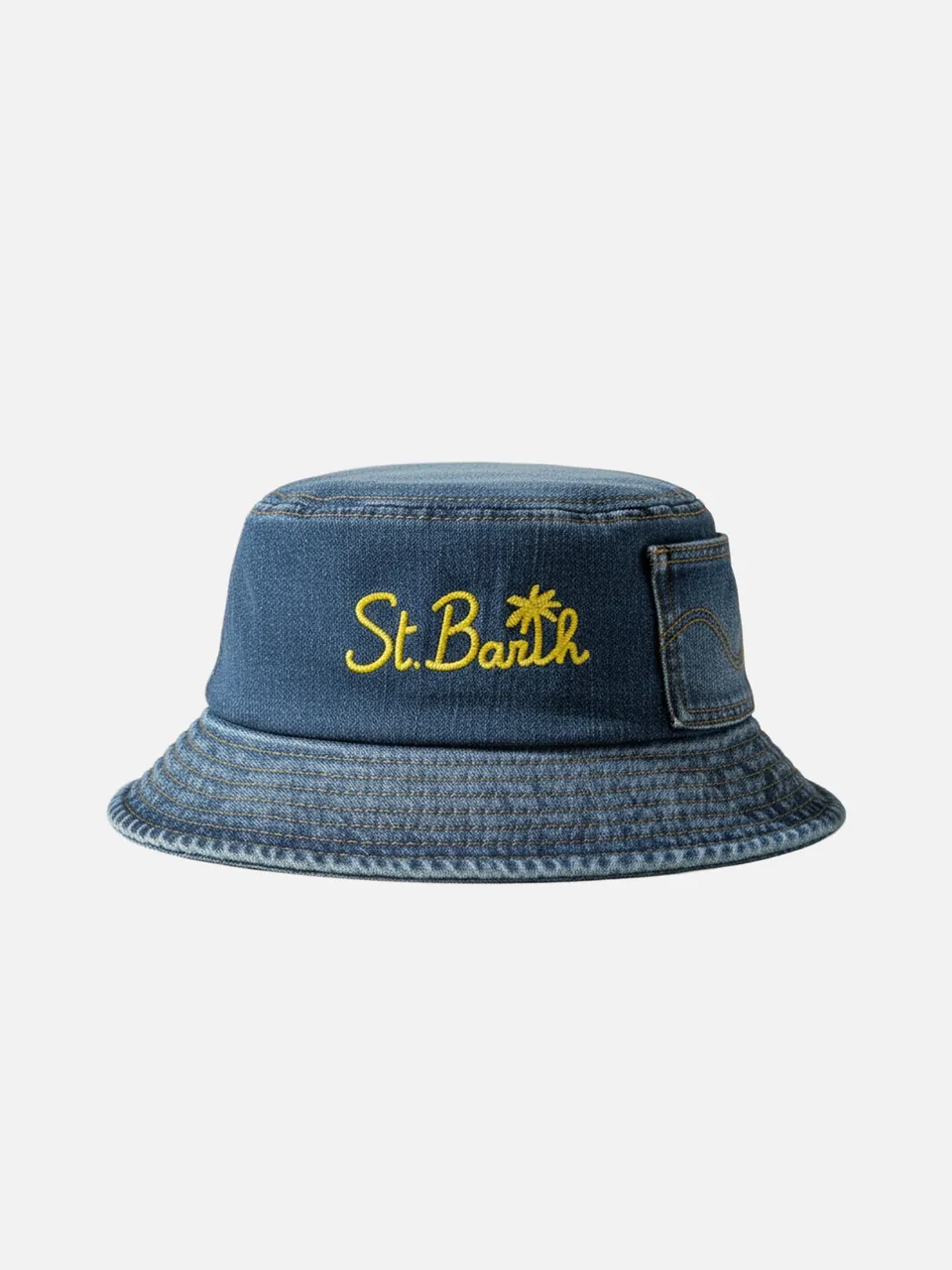 mc2-saint-barth-cappello-pescatore-in-cotone-denim-blu-con-ricamo-st-barth image 1