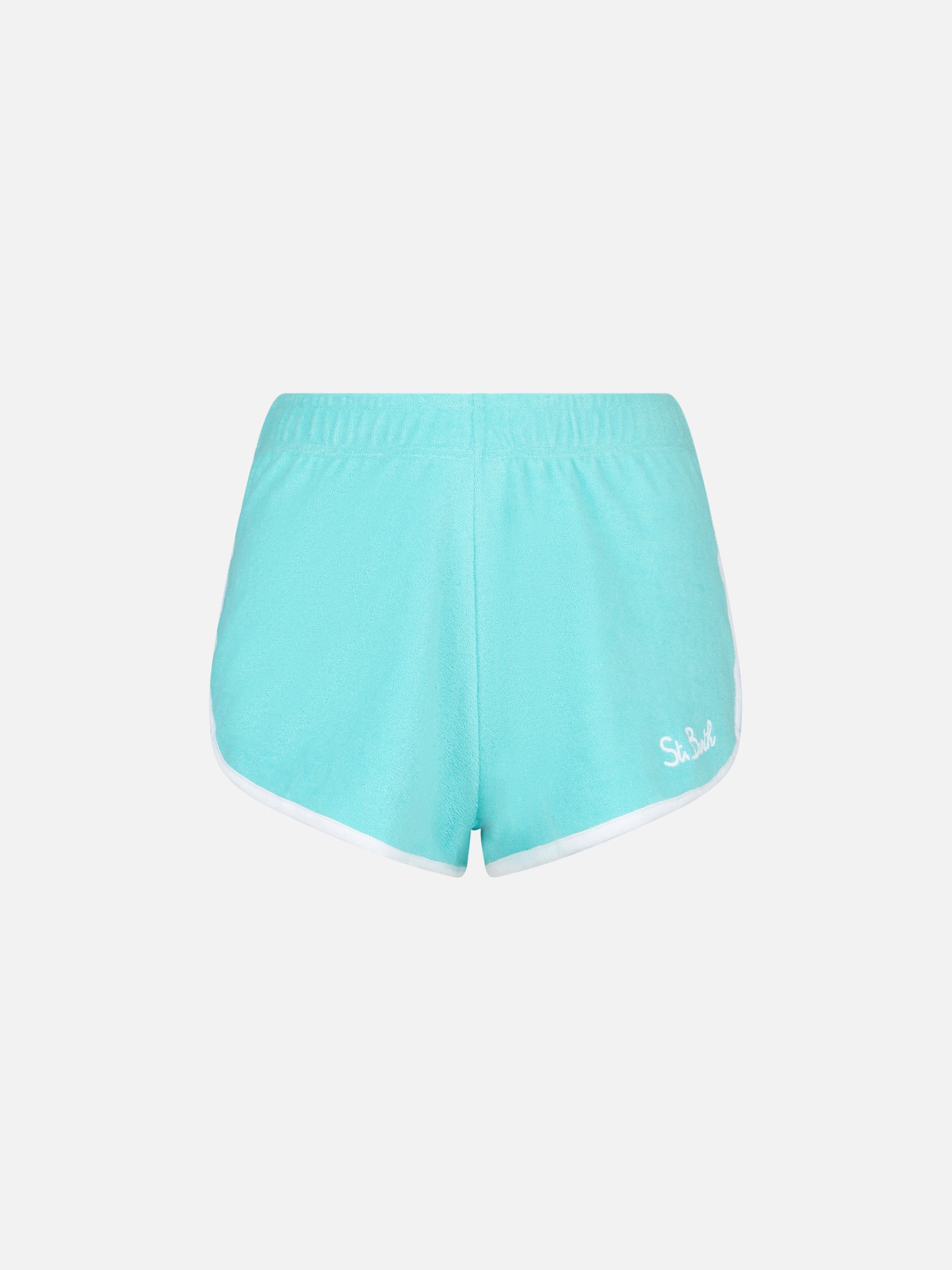 mc2-saint-barth-short-francine-donna-verde-acqua-in-tessuto-spugna-con-piping-bi image 4
