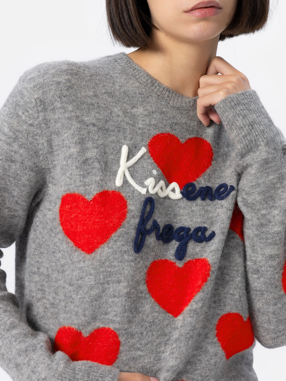 mc2-saint-barth-new-queen-maglia-donna-effetto-alpaca-grigia-kissene image 2