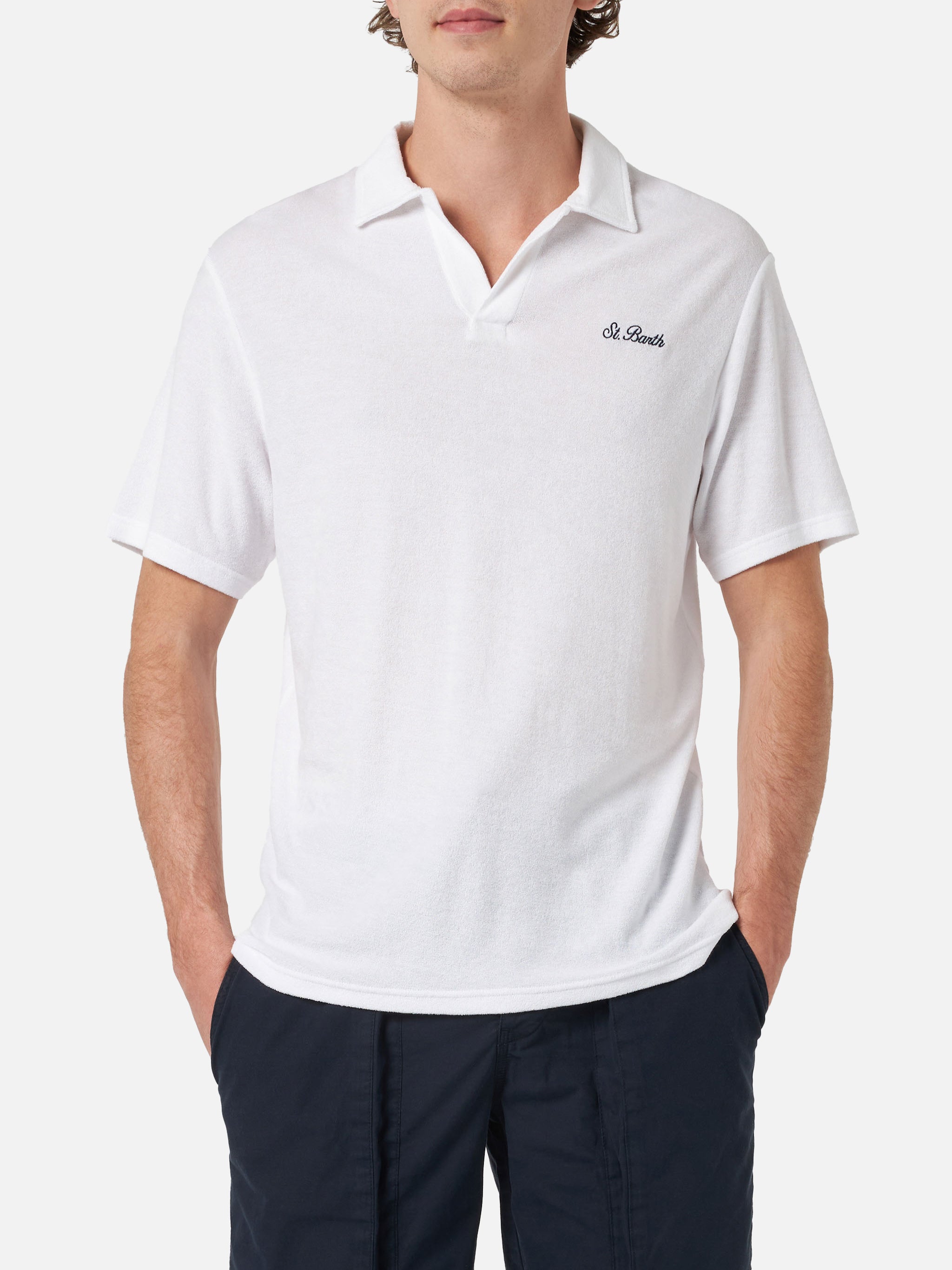 mc2-saint-barth-polo-jeremy-spugna-bianca-tinta-unita-uomo image 1