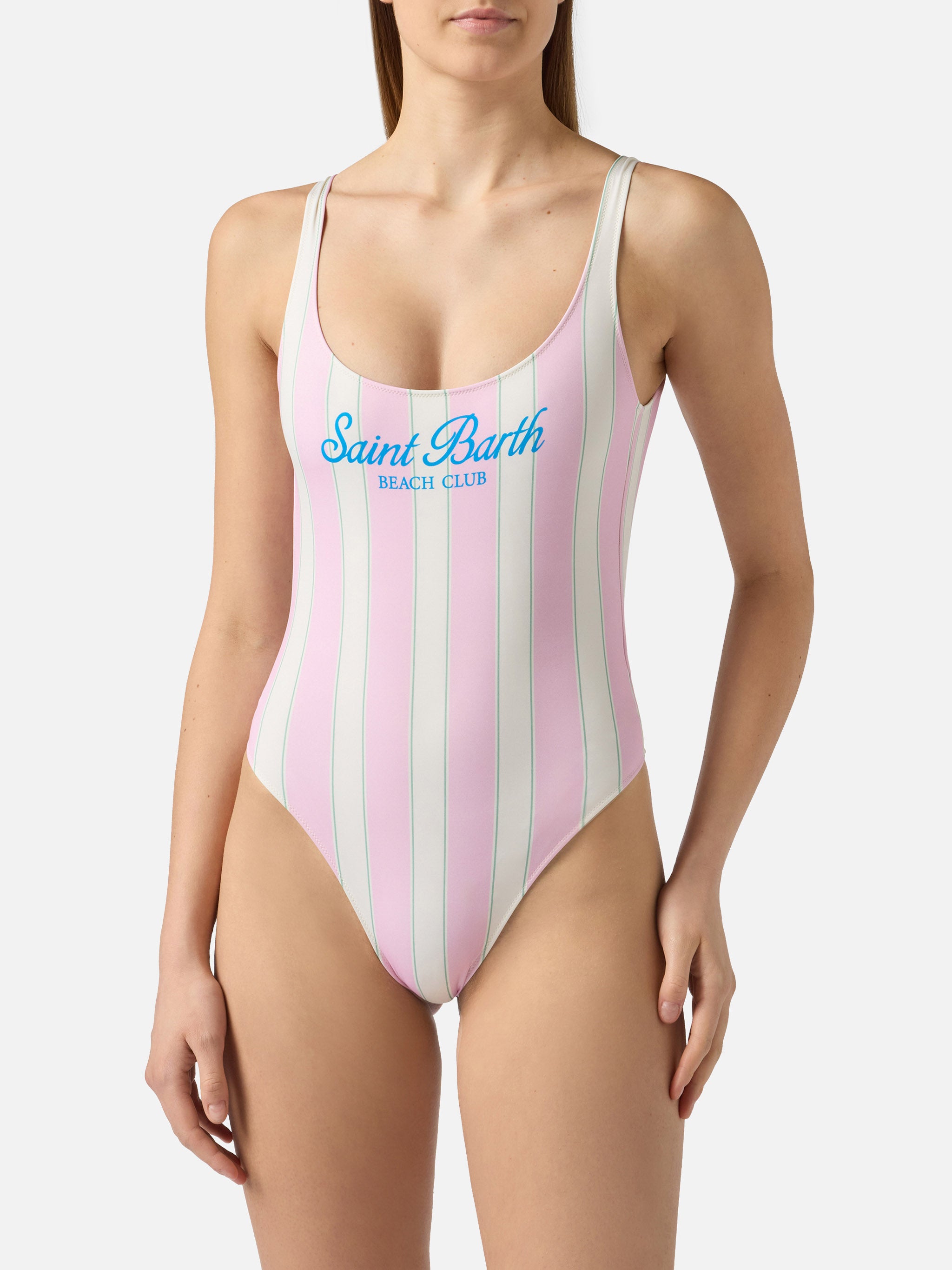 mc2-saint-barth-costume-intero-lora-donna-righe-rosa-panna-beach-club image 2
