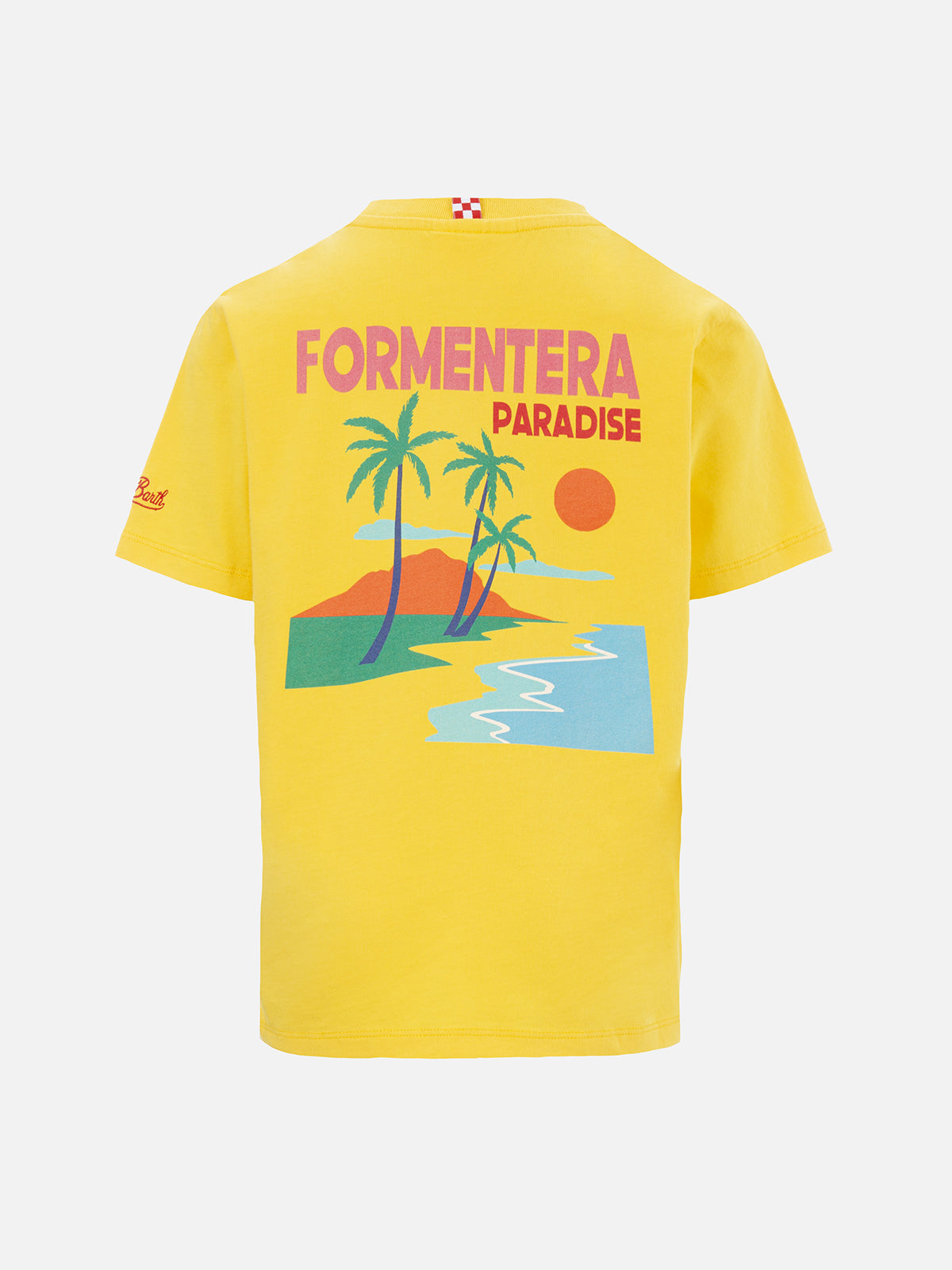mc2-saint-barth-t-shirt-boy-formentera-in-cotone-gialla-con-stampa-cartoline image 2