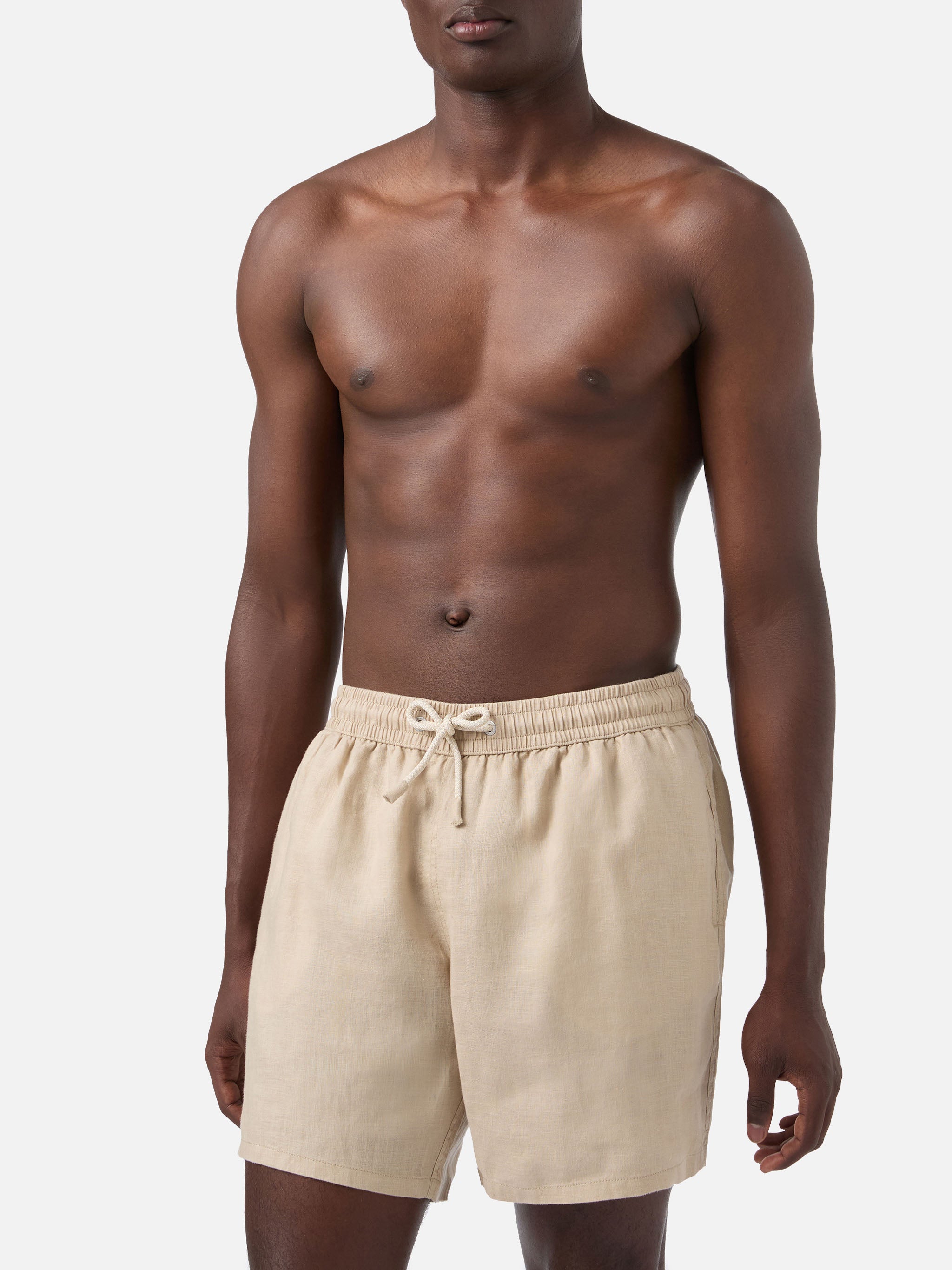 costume-da-bagno-mc2-saint-barth-gustavia-in-puro-lino-beige-tinta-unita-modello image 4