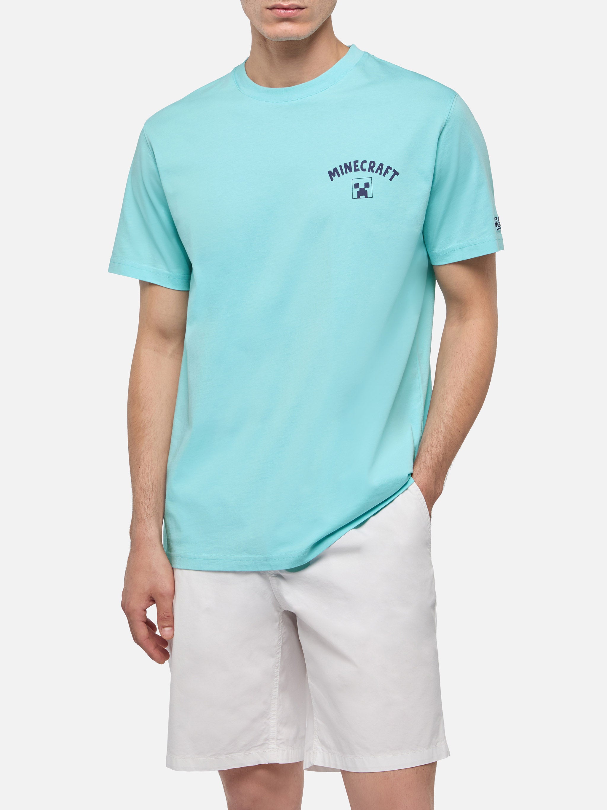 mc2-saint-barth-man-t-shirt-cotone-verde-stampa-minecraft-st-barth-special-editi image 2