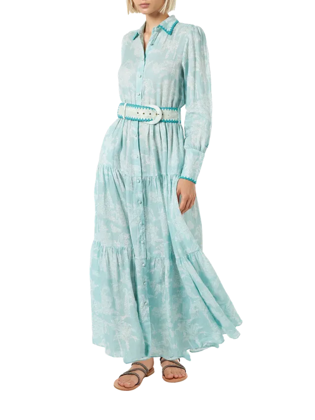mc2-saint-barth-marbella-abito-lungo-donna-verde-in-lino-fantasia-jungle image 1