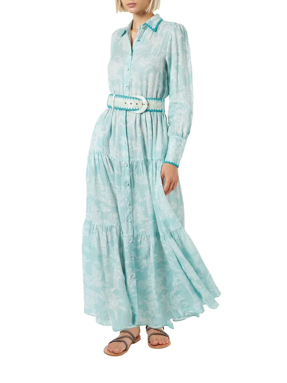 mc2-saint-barth-marbella-abito-lungo-donna-verde-in-lino-fantasia-jungle image 1