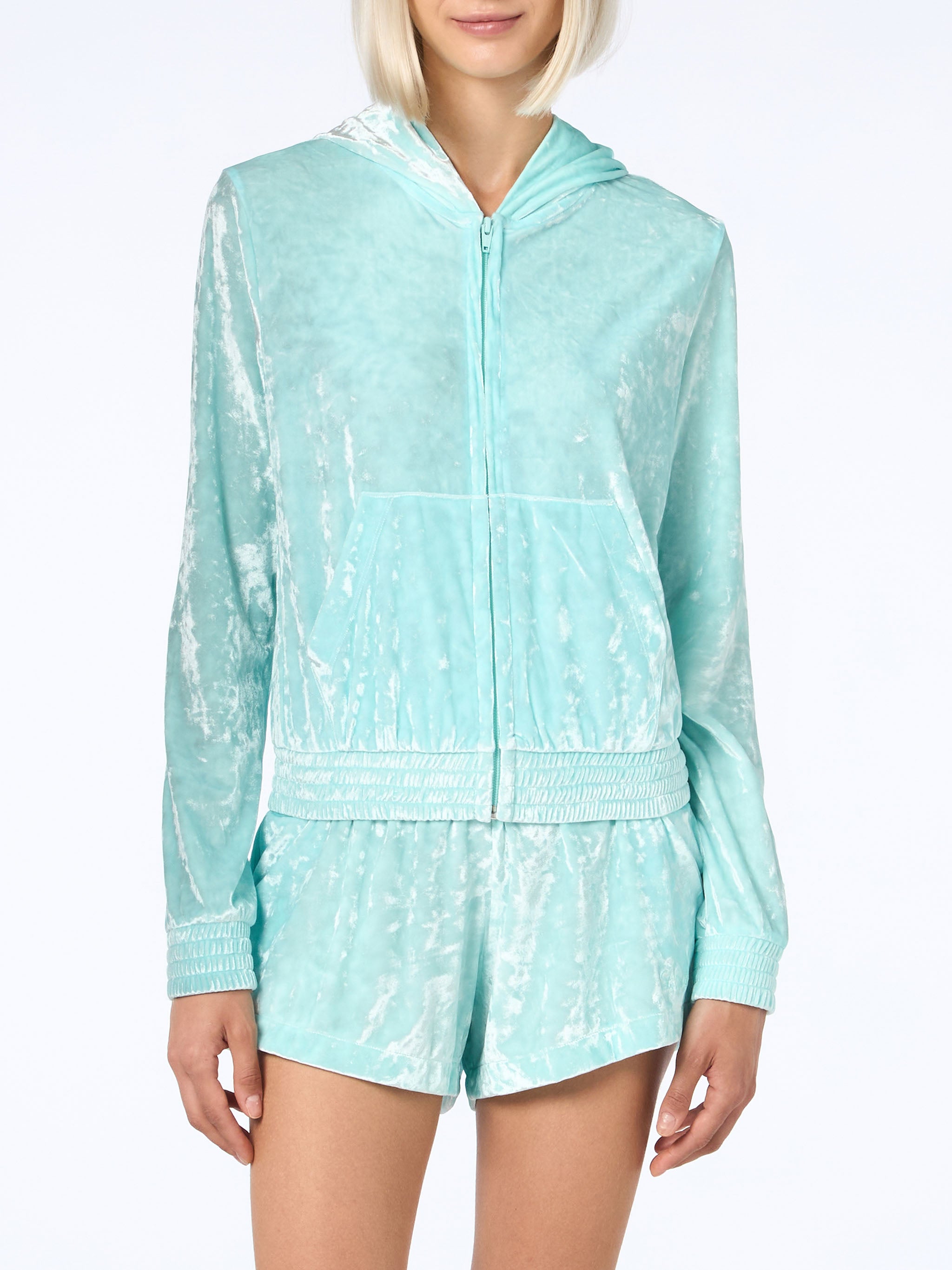 mc2-saint-barth-felpa-jasmine-con-zip-in-ciniglia-verde-acqua-da-donna image 2