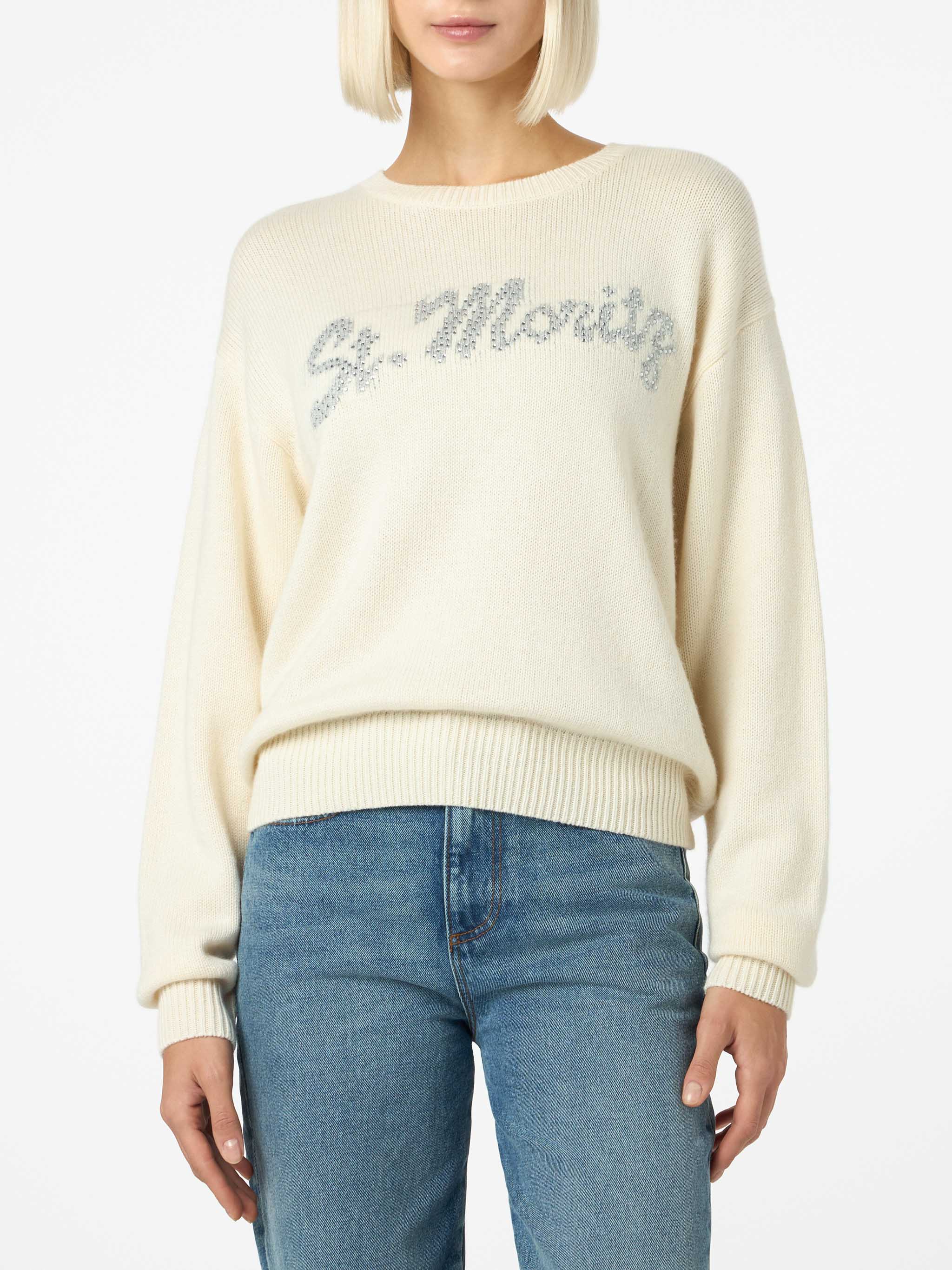 mc2-saint-barth-louise-maglia-donna-bianca-strass-st-moritz-special-edition image 1