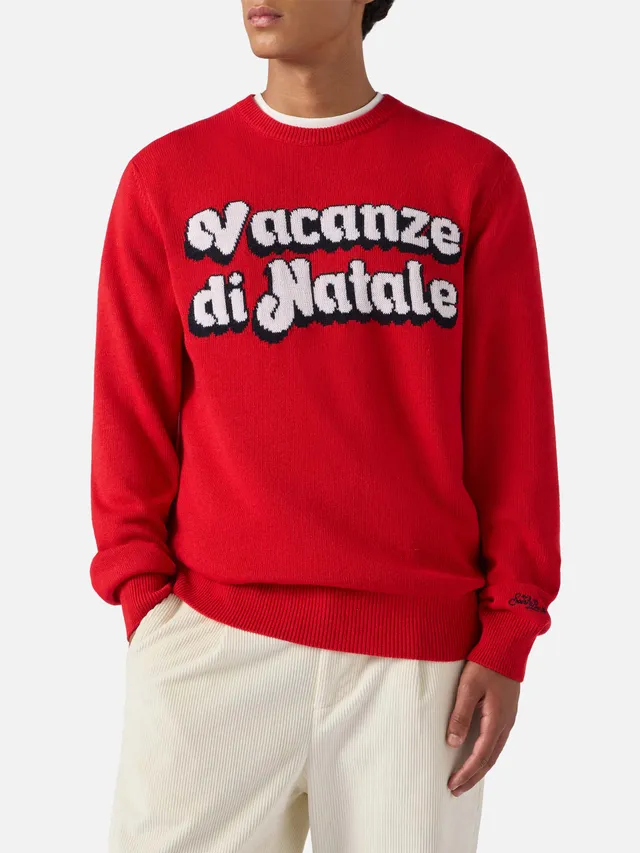 mc2-saint-barth-heron-maglione-uomo-rosso-jacquard-vacanze-di-natale image 1