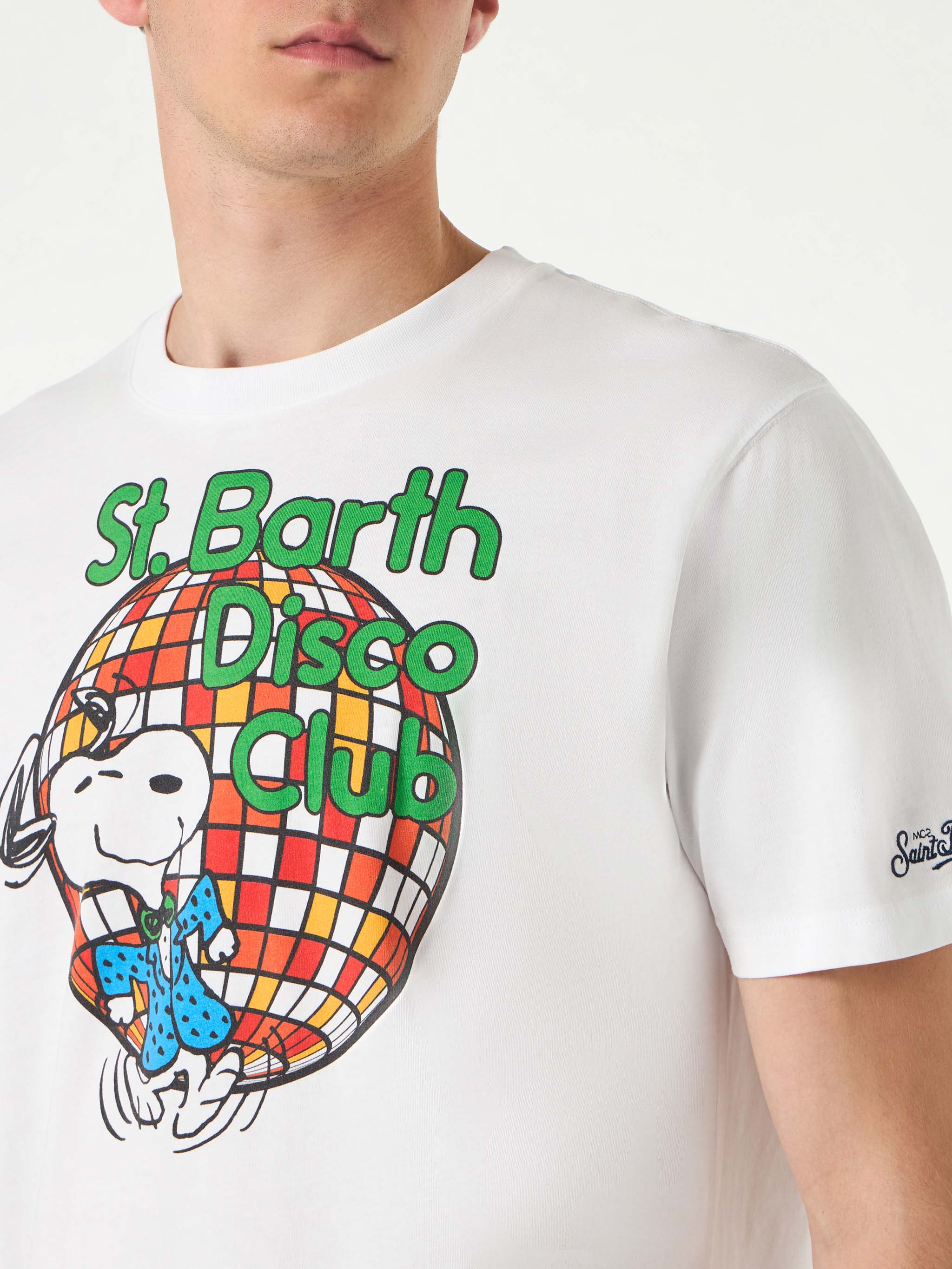 mc2-saint-barth-t-shirt-uomo-snoopy-st-barth-disco-club-special-edition-bianca image 3