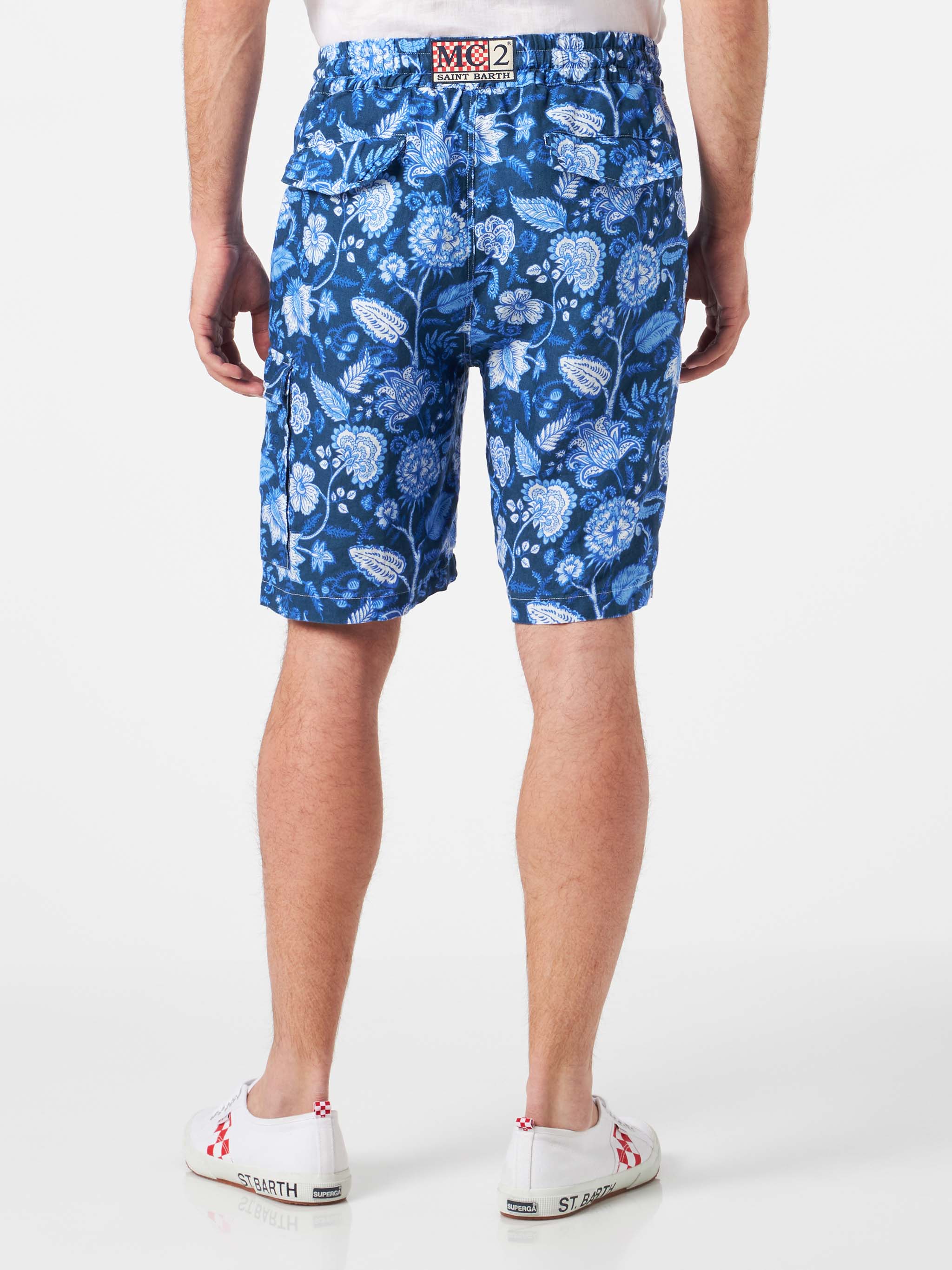 mc2-saint-barth-bermuda-marseille-uomo-in-lino-stampa-floreale-blu image 2