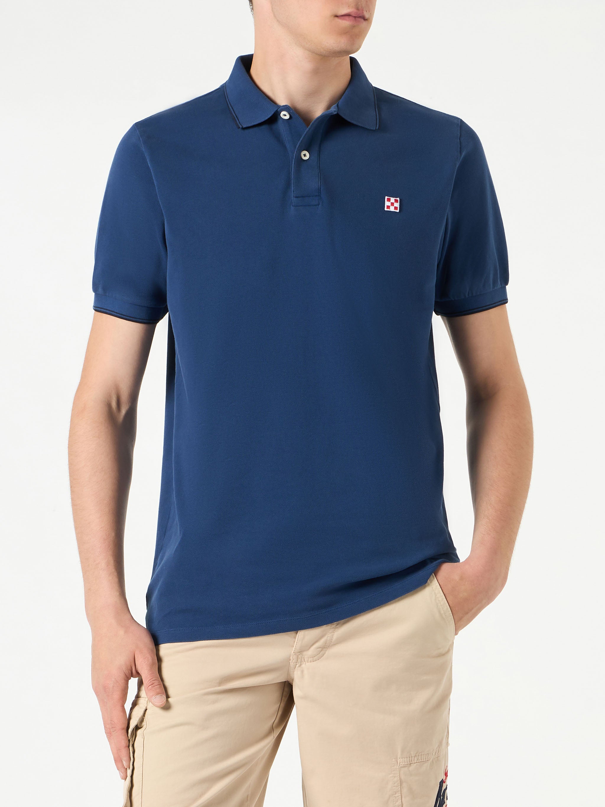 mc2-saint-barth-polo-uomo-blu-denim-in-piquet-di-cotone-con-logo image 1