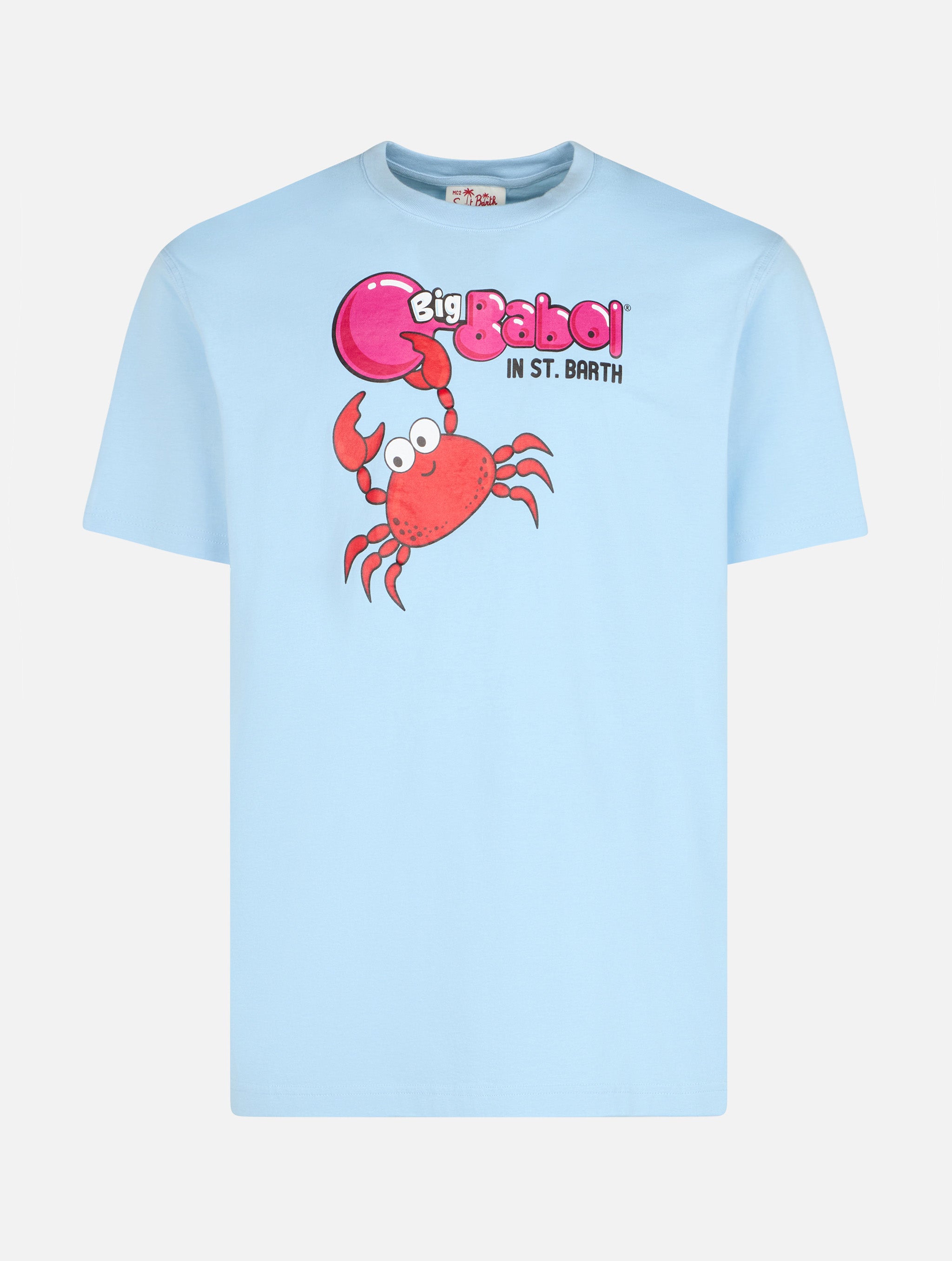 mc2-saint-barth-t-shirt-uomo-azzurra-cotone-stampa-granchio-big-babol-special-ed image 1
