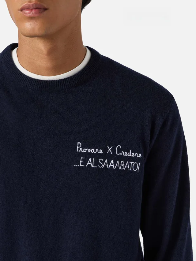 mc2-saint-barth-maglione-girocollo-heron-light-in-misto-cashmere-con-ricamo-blu- image 1