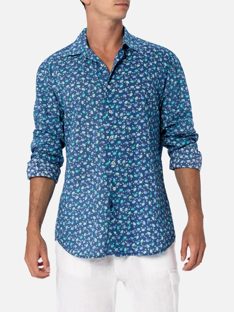 mc2-saint-barth-camicia-sikelia-in-cotone-mussola-stampa-granchi-multicolor image 1