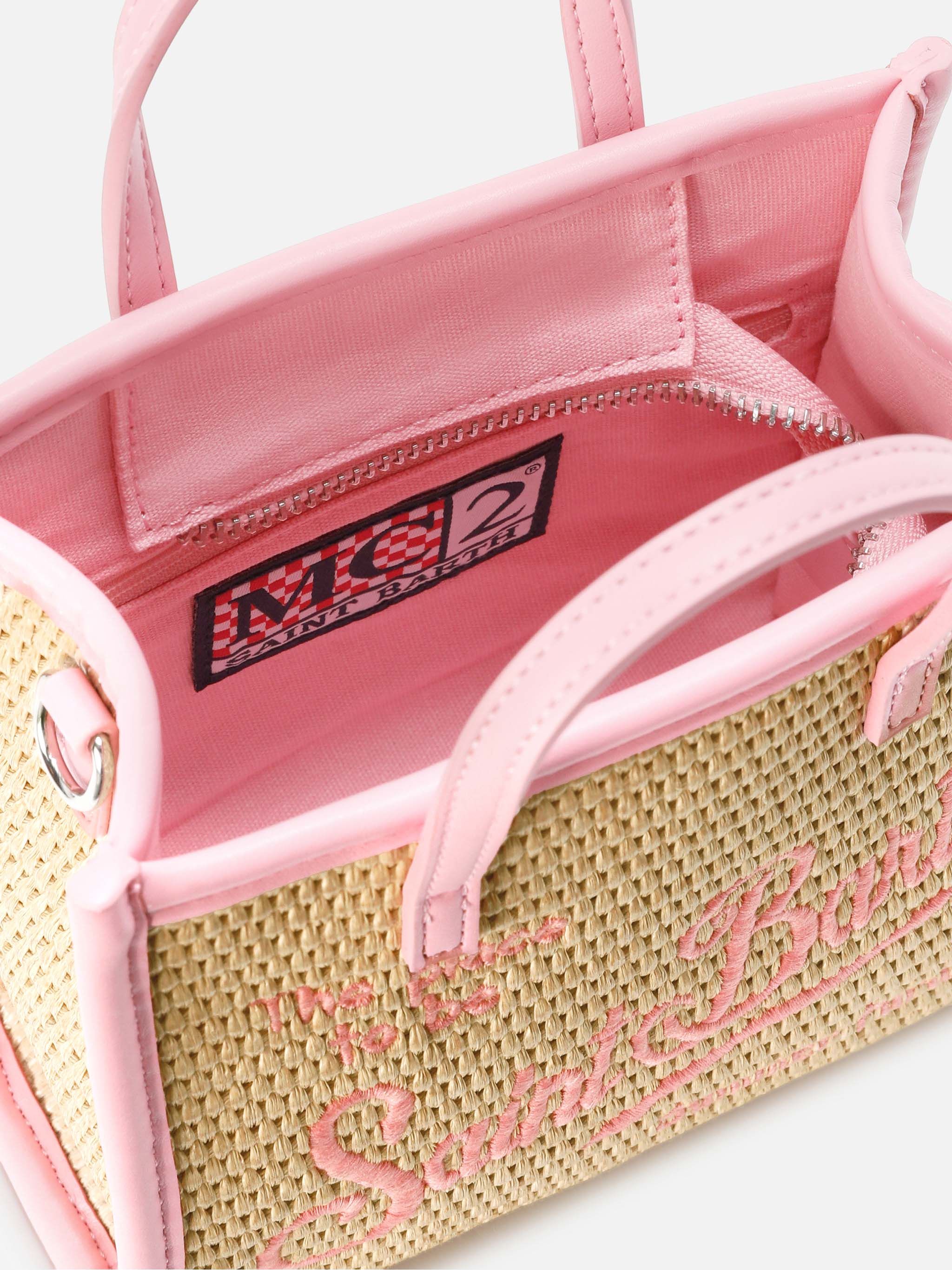 mc2-saint-barth-vivian-mini-borsa-in-tessuto-effetto-paglia-beige-con-logo-rosa image 5