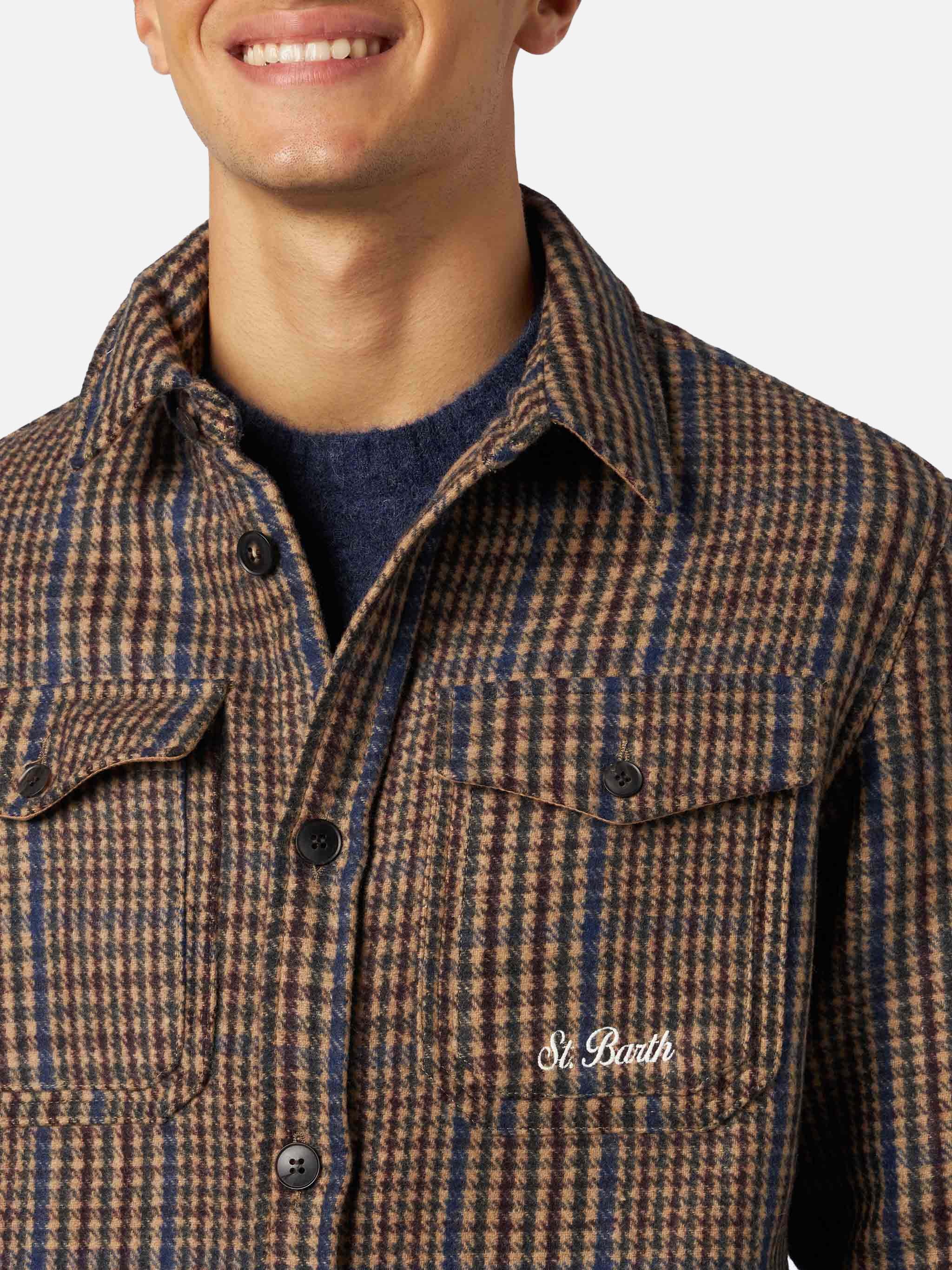mc2-saint-barth-burton-camicia-overshirt-principe-di-galles-marrone image 2