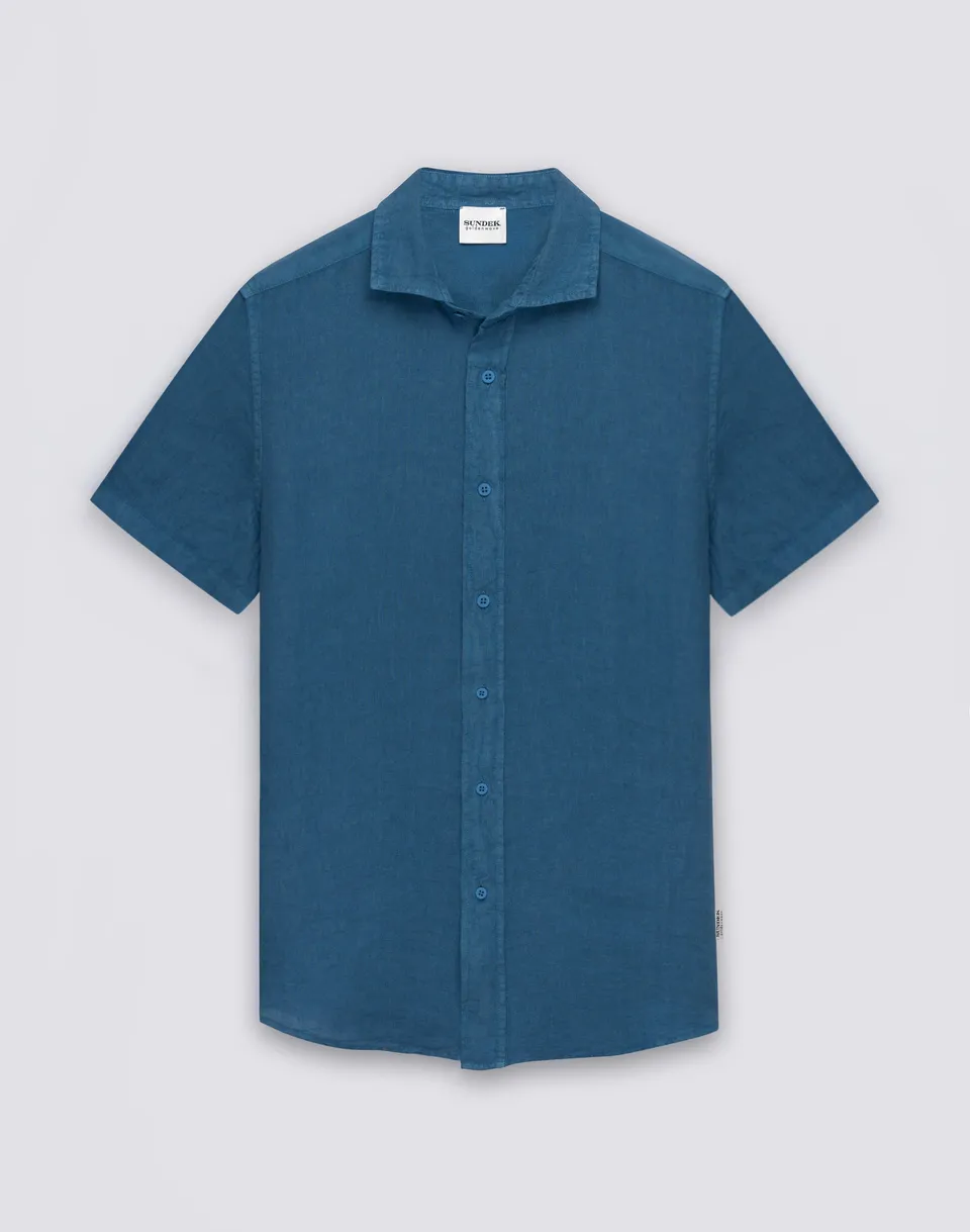 sundek-camicia-uomo-in-lino-a-mezze-maniche-tinto-capo-regular image 1