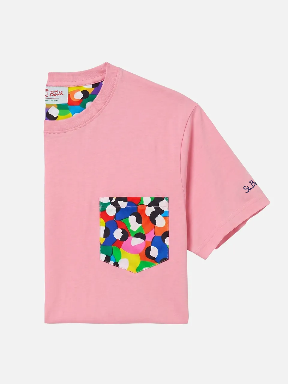 mc2-saint-barth-blanche-t-shirt-uomo-rosa-con-taschino-multicolor-lodola-special image 1