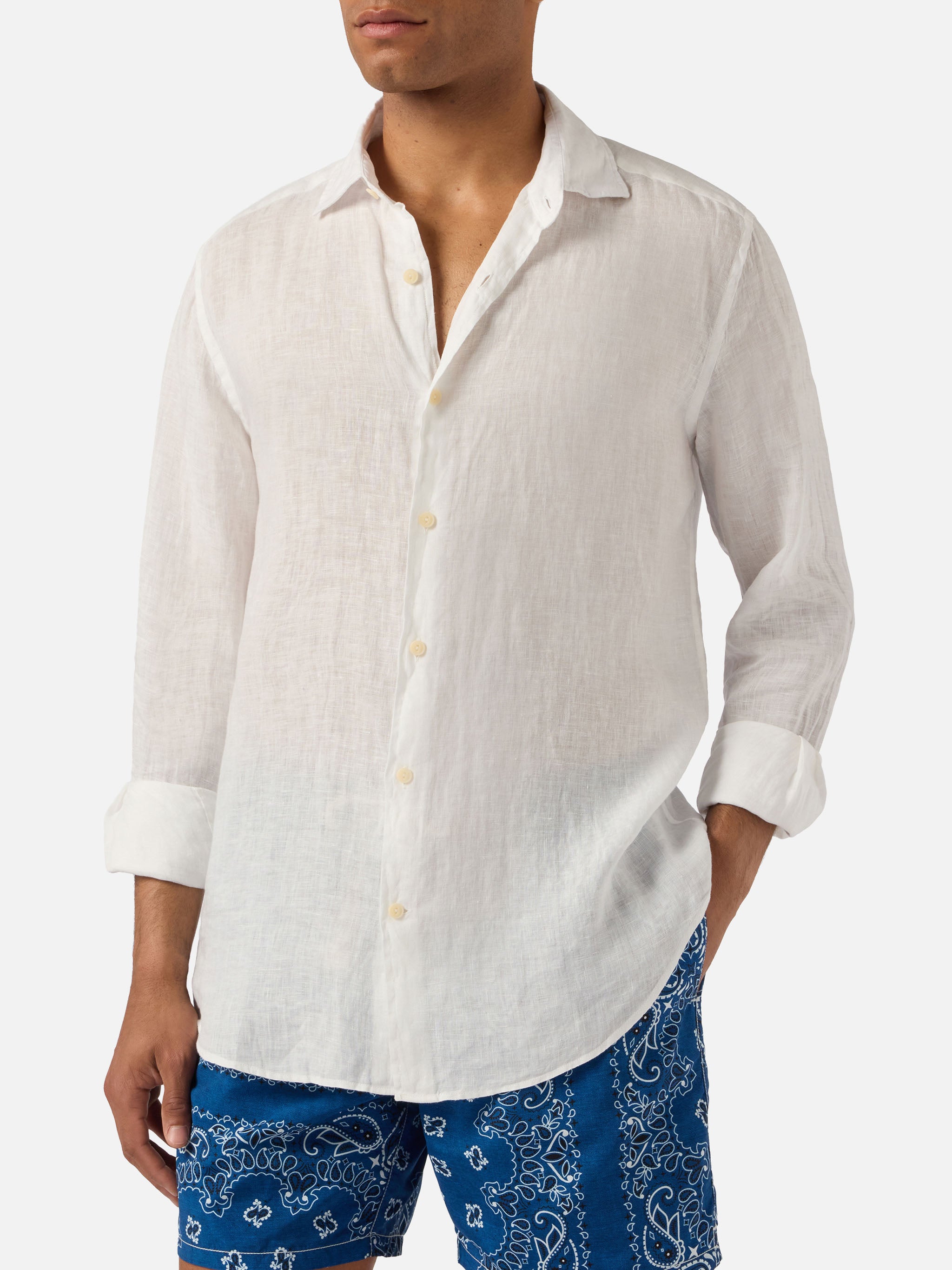mc2-saint-barth-pamplona-camicia-uomo-in-lino-bianco-tinta-unita image 1