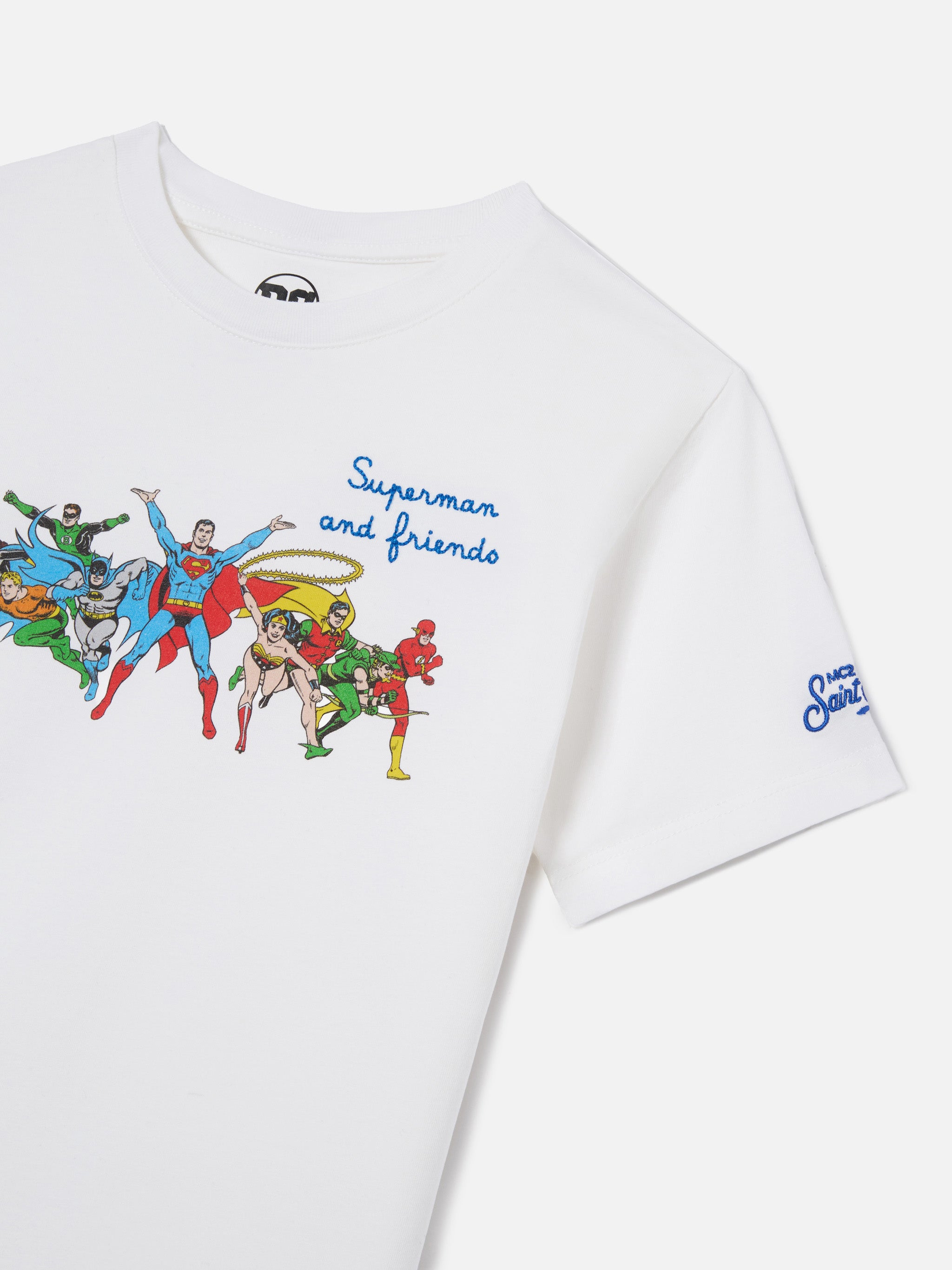 t-shirt-mc2-saint-barth-denver-jr-bambino-bianca-ricamo-super-friends-special-ed image 2
