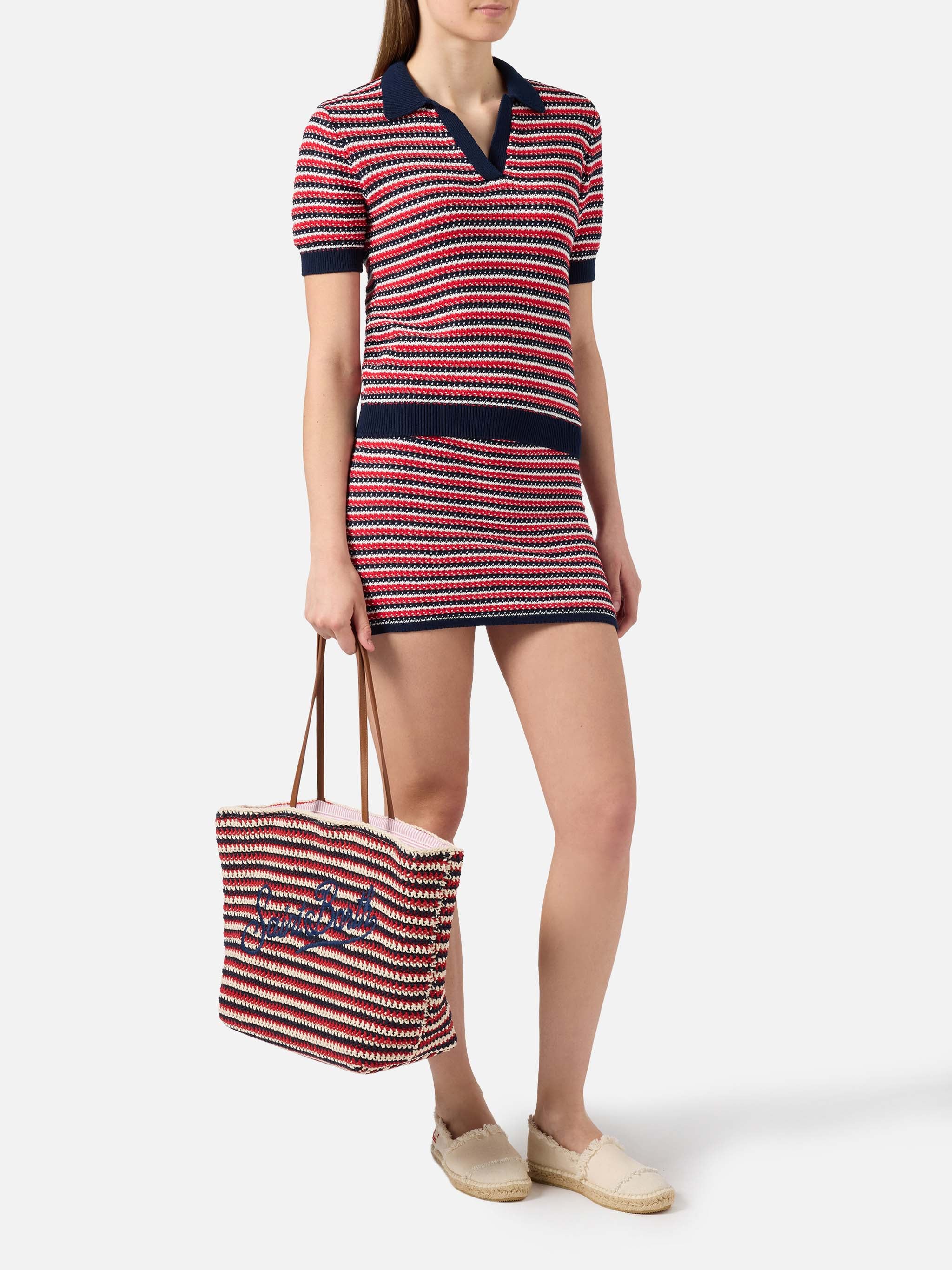 mc2-saint-barth-gonna-corta-delma-ridge-in-maglia-di-cotone-a-righe-blu-rosso-e- image 2