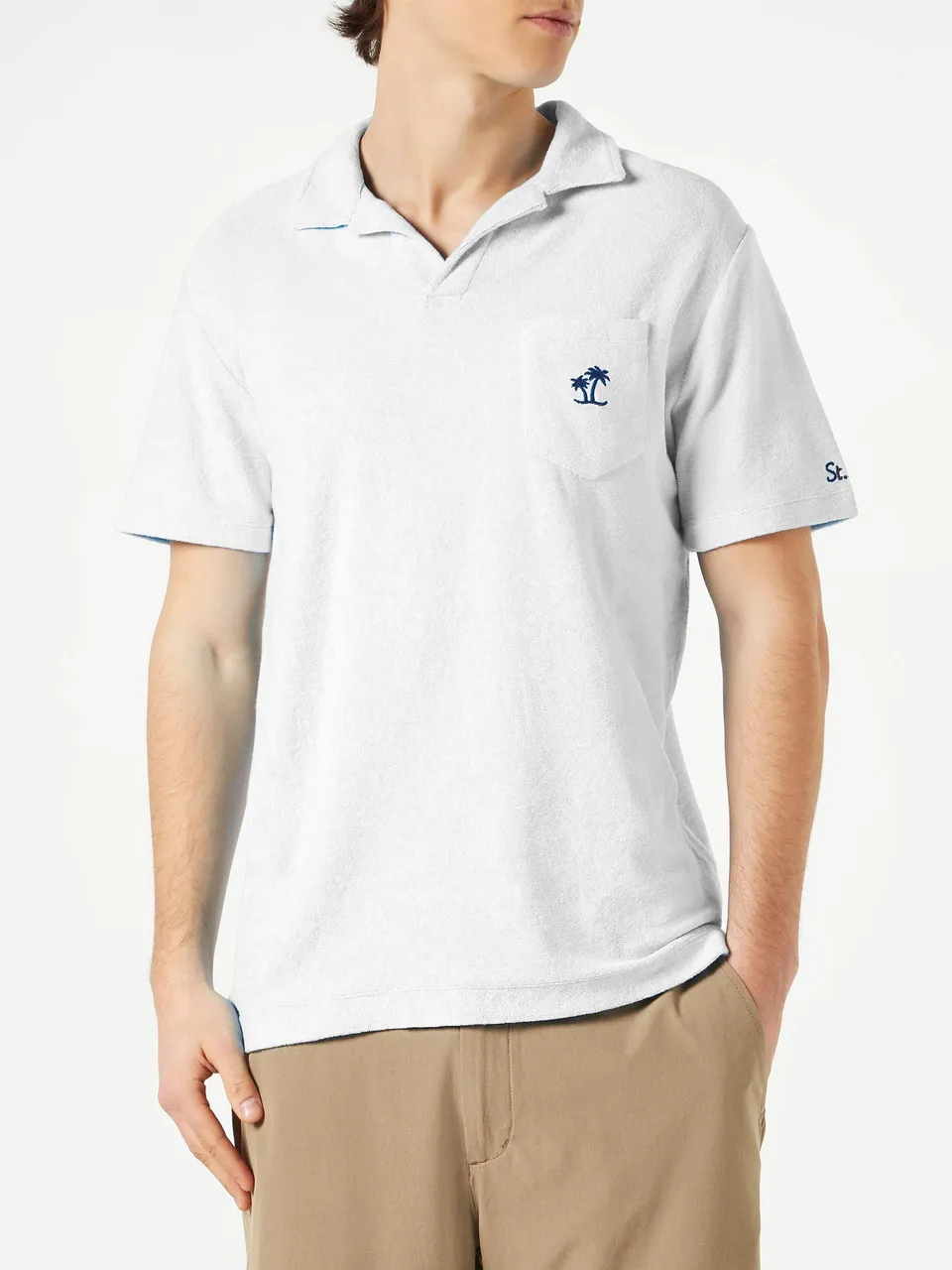 mc2-saint-barth-jeremy-polo-uomo-spugna-bianca-con-palma-azzurra image 1