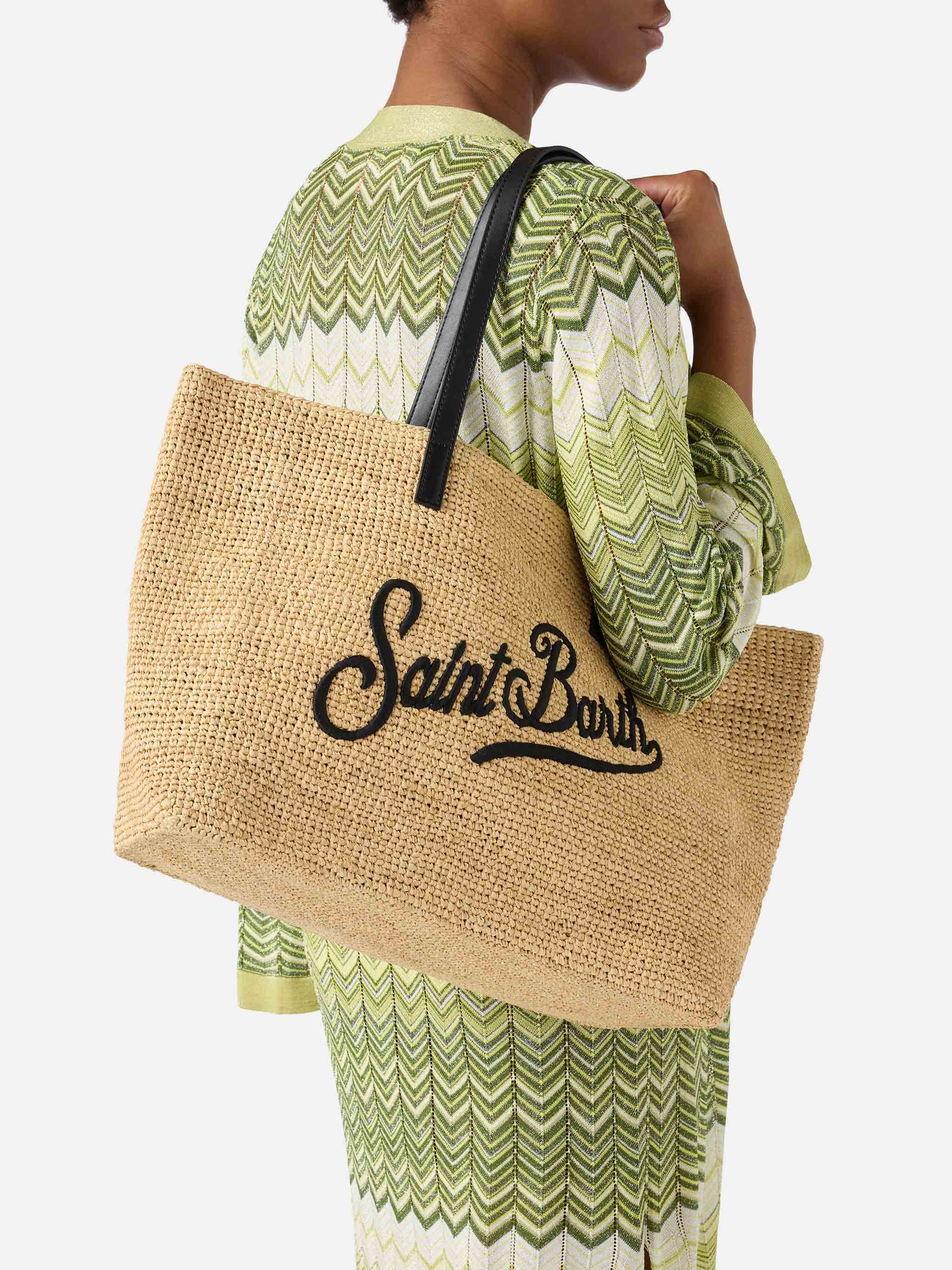 mc2-saint-barth-borsa-city-in-raffia-intrecciata-con-logo-nero-ricamato-a-contra image 2