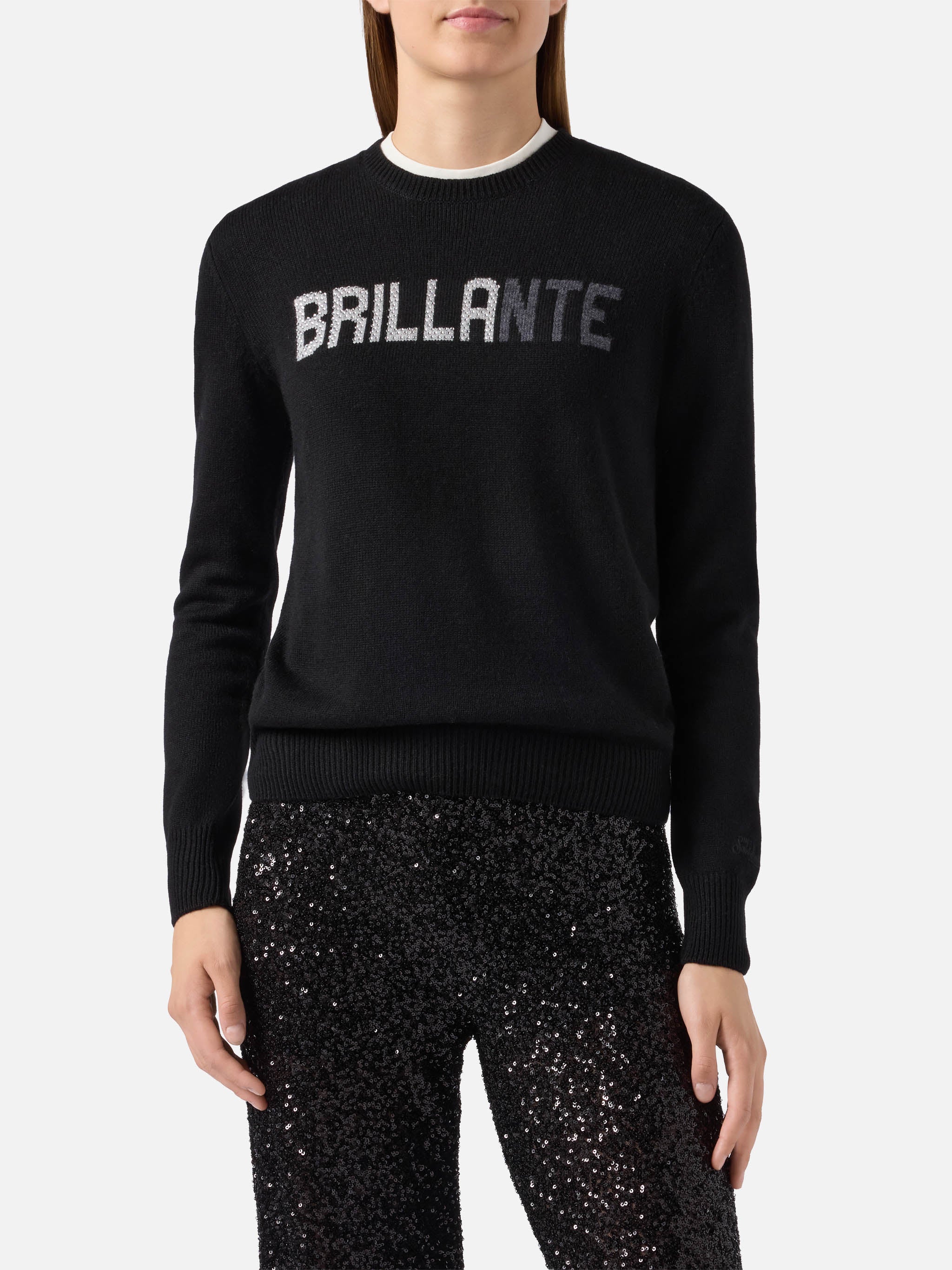 mc2-saint-barth-maglione-new-queen-donna-in-misto-cashmere-nero-brillante-strass image 1