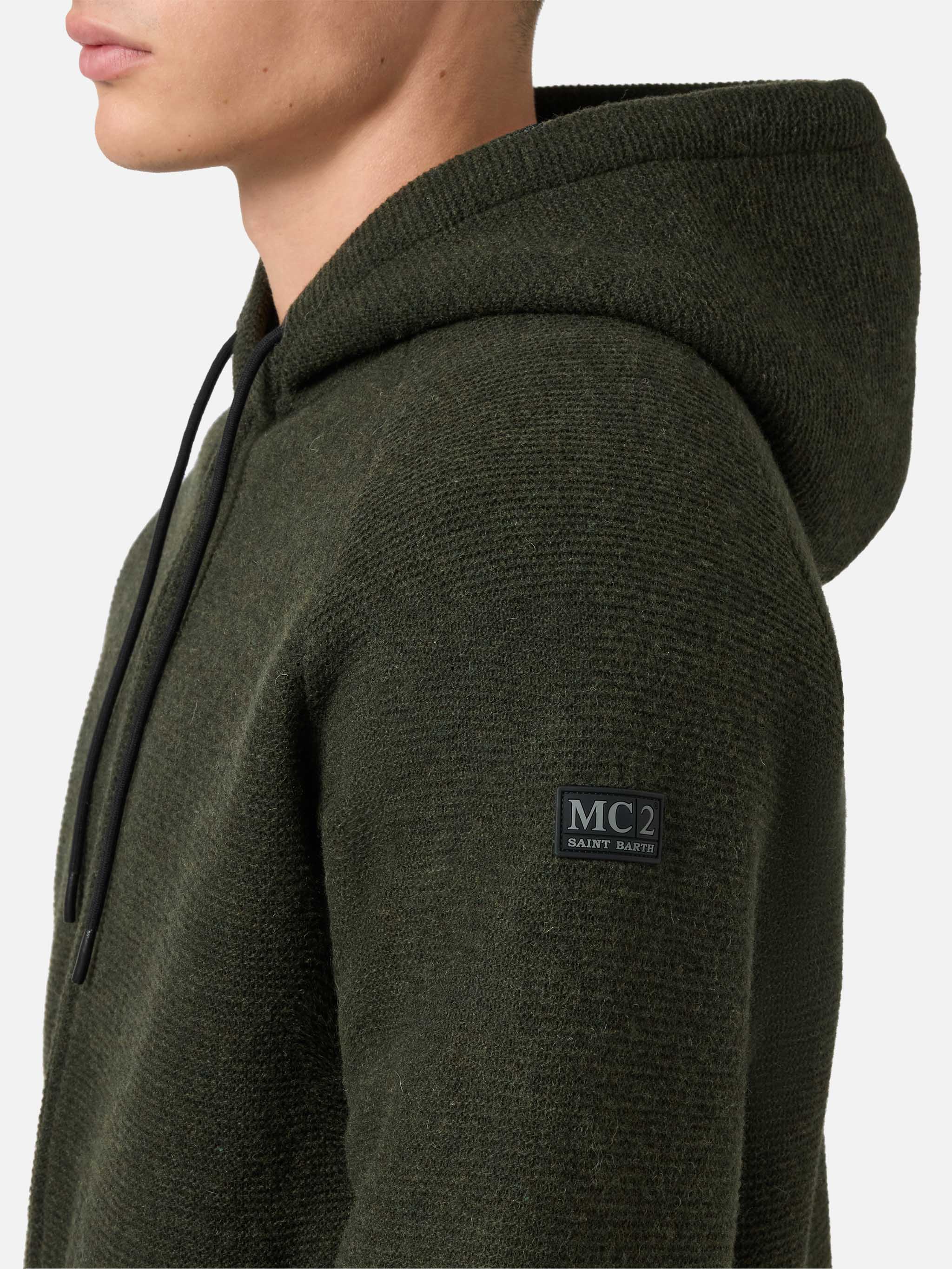 mc2-saint-barth-giacca-carrell-knit-uomo-verde-militare-con-zip-e-cappuccio image 3