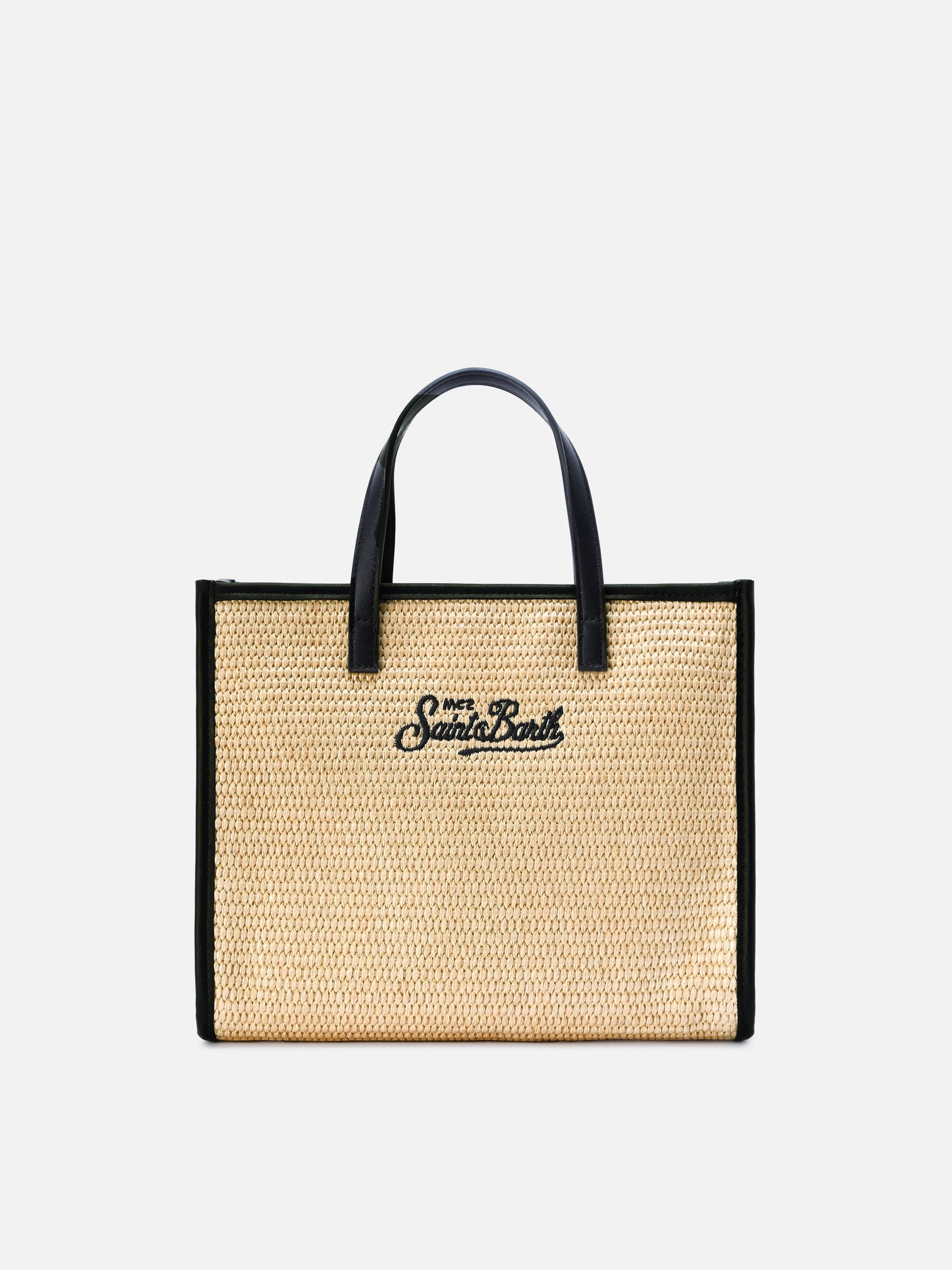 mc2-saint-barth-vivian-medium-borsa-effetto-raffia-beige-con-logo-nero image 4