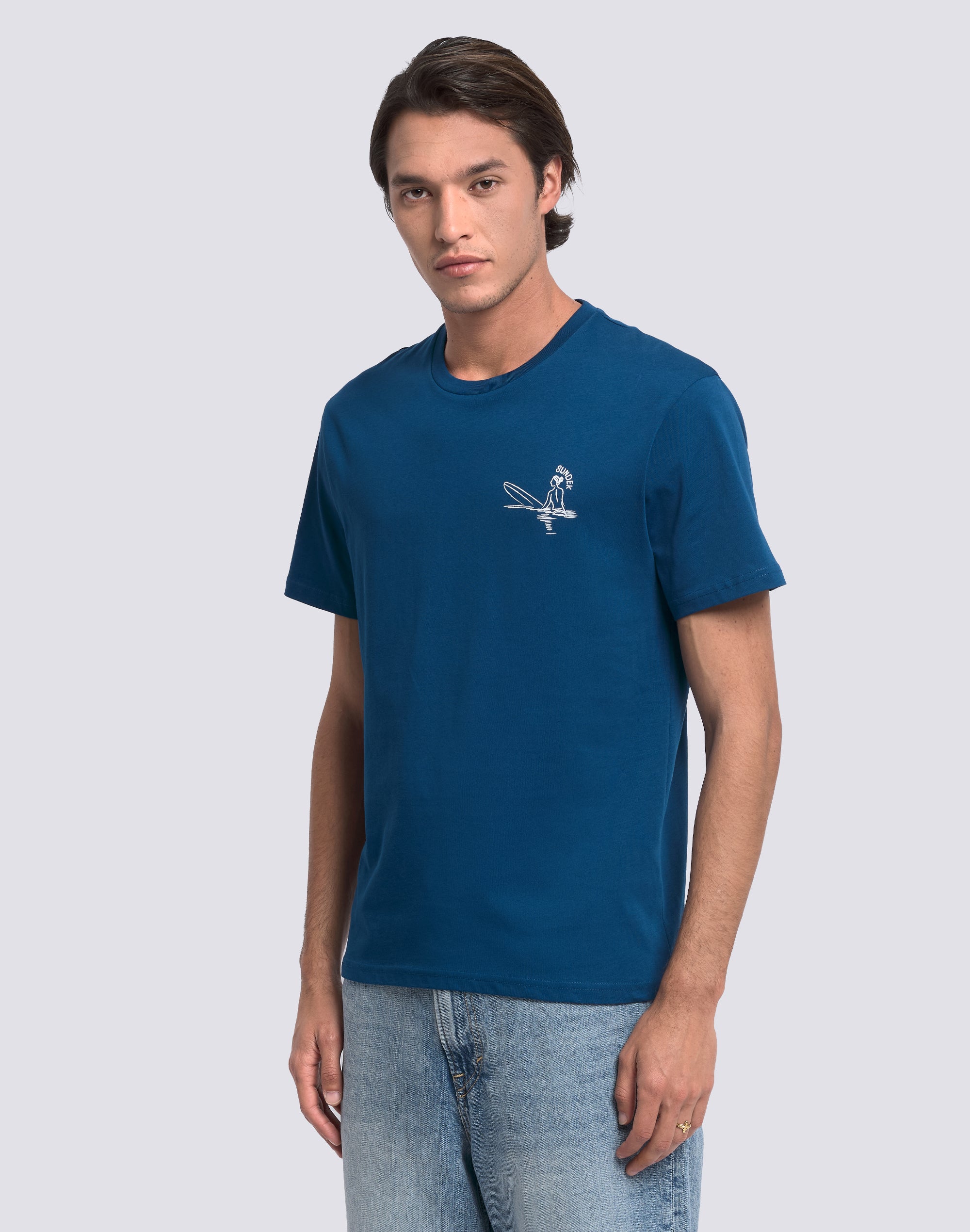 sundek-t-shirt-uomo-a-girocollo-in-cotone-con-stampa-tidal-surfer image 4