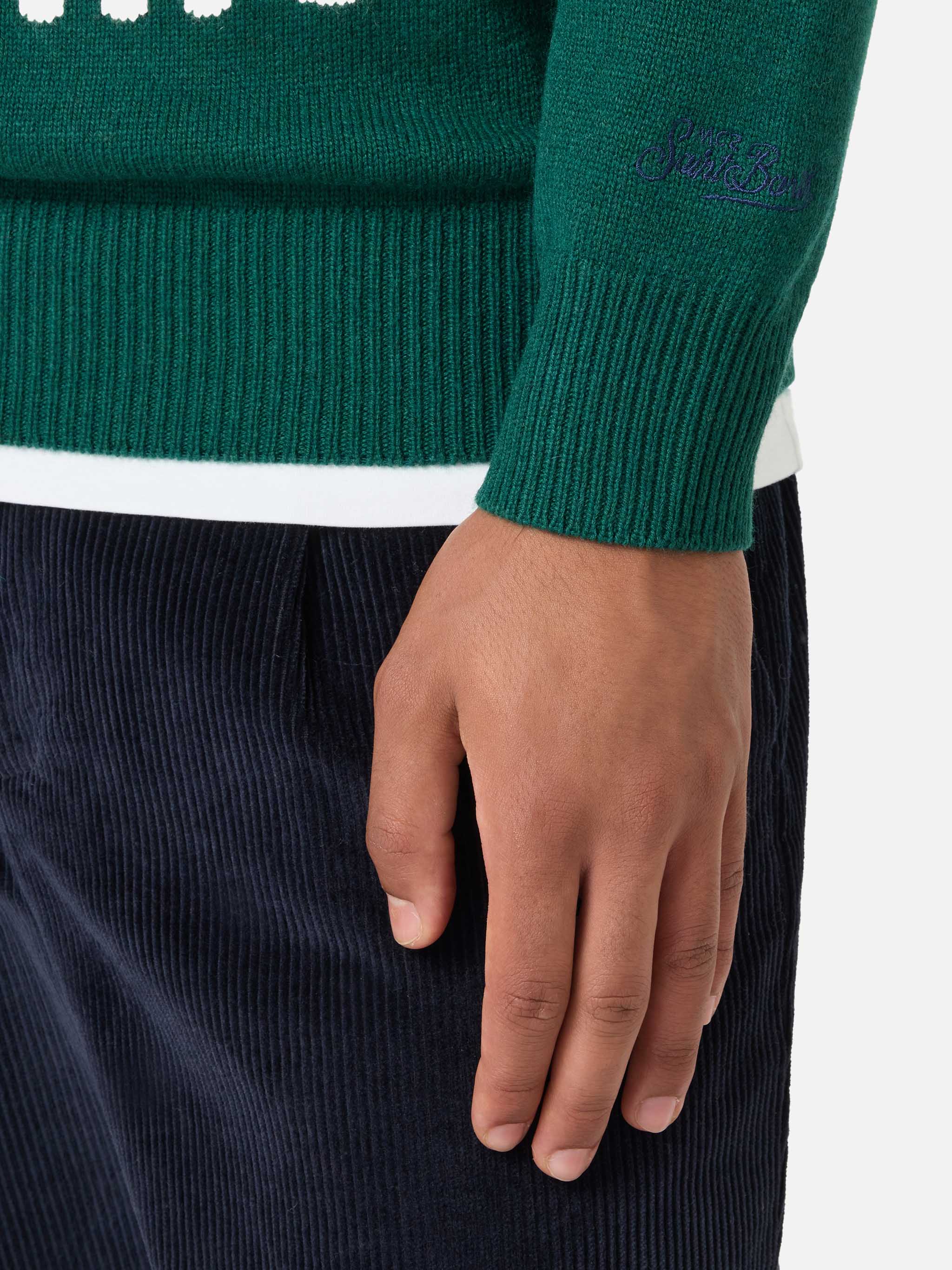 mc2-saint-barth-heron-maglione-verde-jacquard-snoopy-peanuts-special-edition image 4
