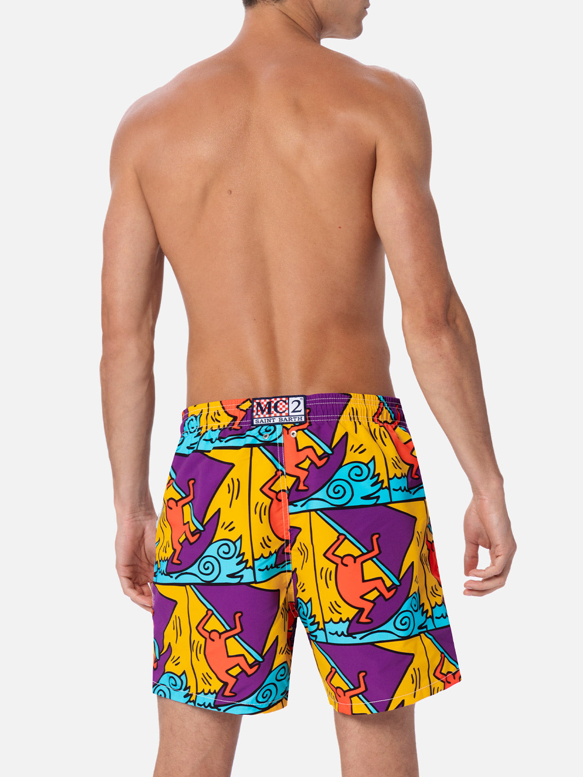 mc2-saint-barth-gustavia-costume-mare-uomo-keith-haring-sail-giallo image 5