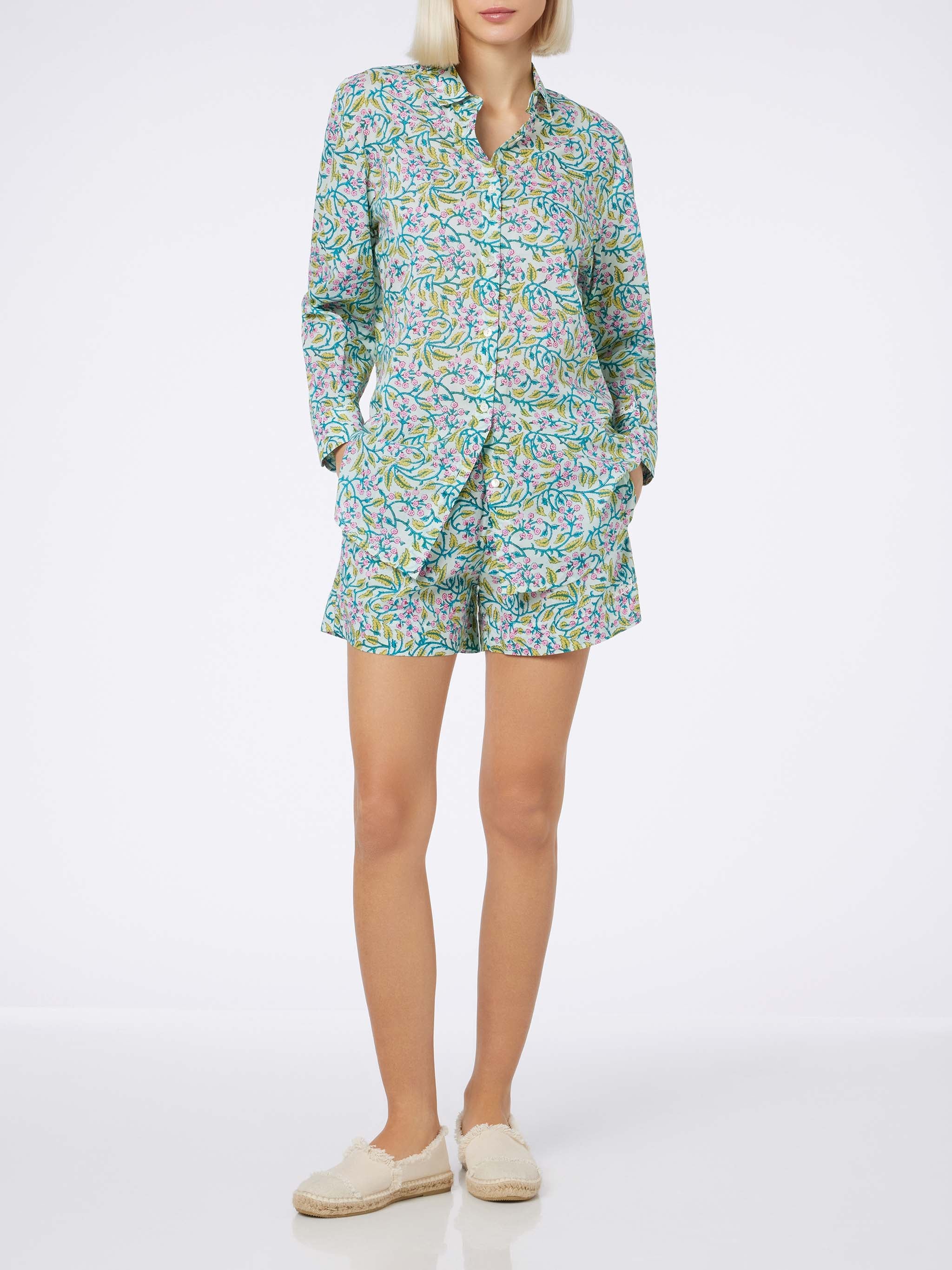 mc2-saint-barth-brigitte-camicia-donna-in-cotone-multicolor-floreale-verde image 5
