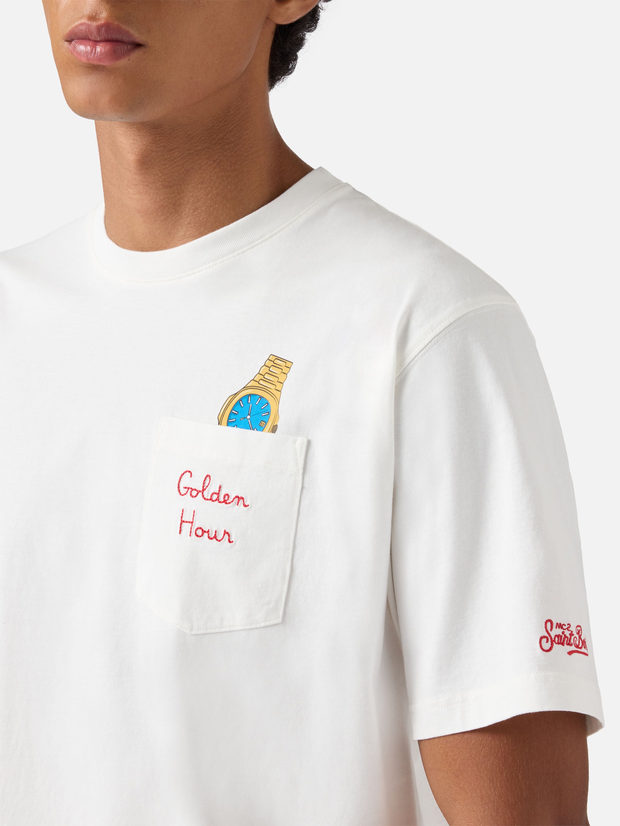 mc2-saint-barth-connor-t-shirt-uomo-bianca-cotone-ricamo-golden-hour image 2