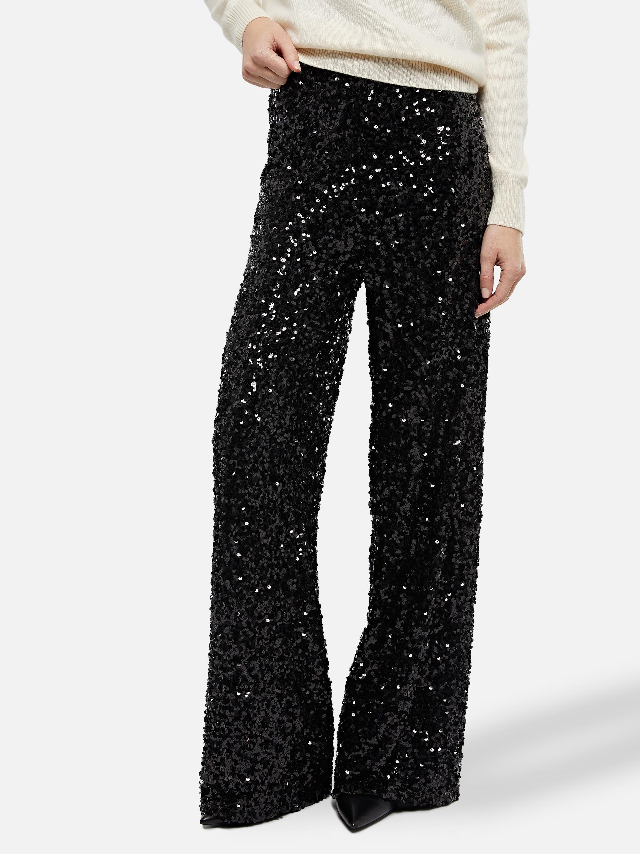 mc2-saint-barth-pantaloni-lucette-a-gamba-ampia-paillettes-nere-lcu001 image 4