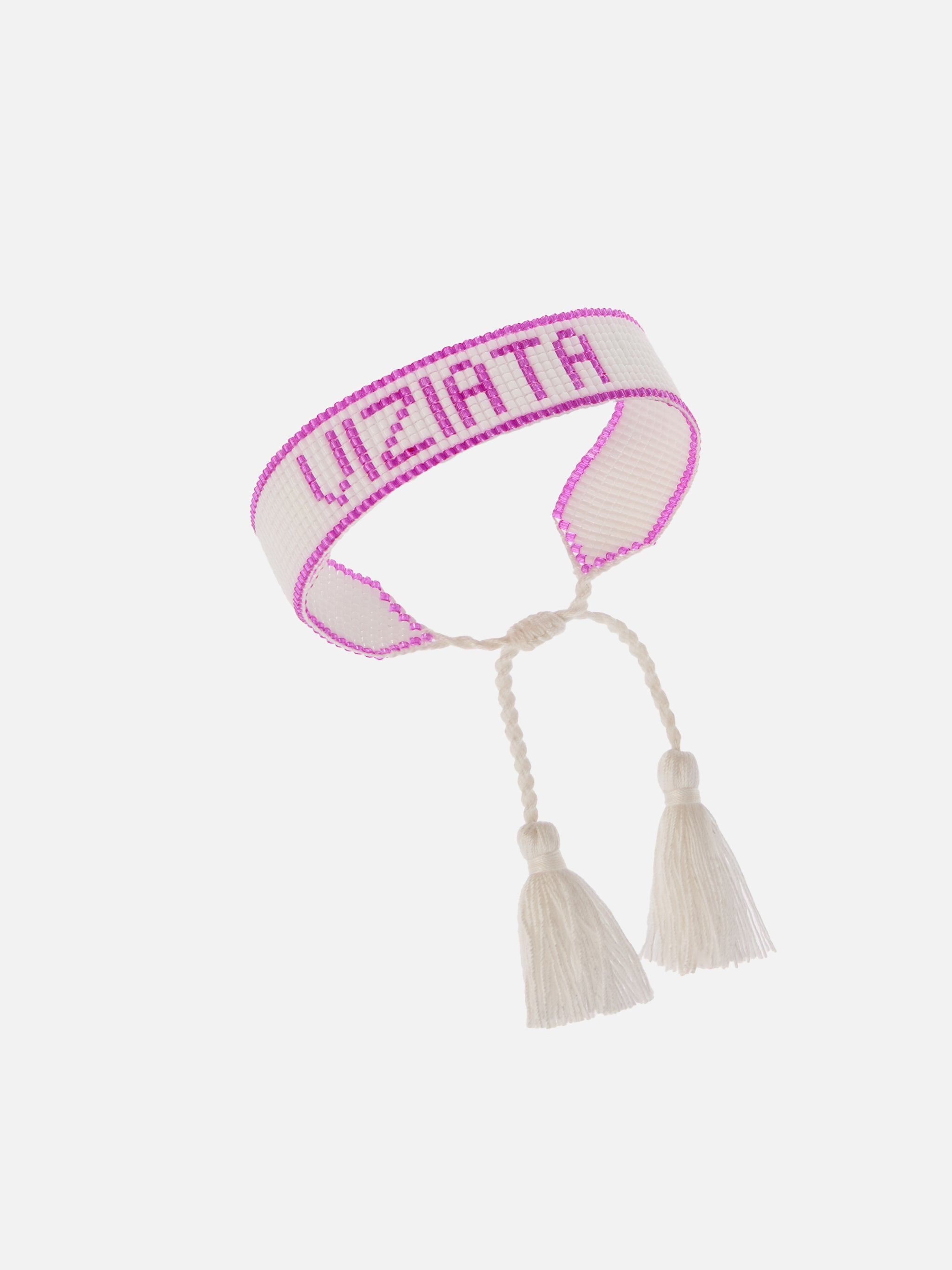 mc2-saint-barth-bracciale-madame-tessuto-bianco-lettering-viziata-perline-rosa image 2