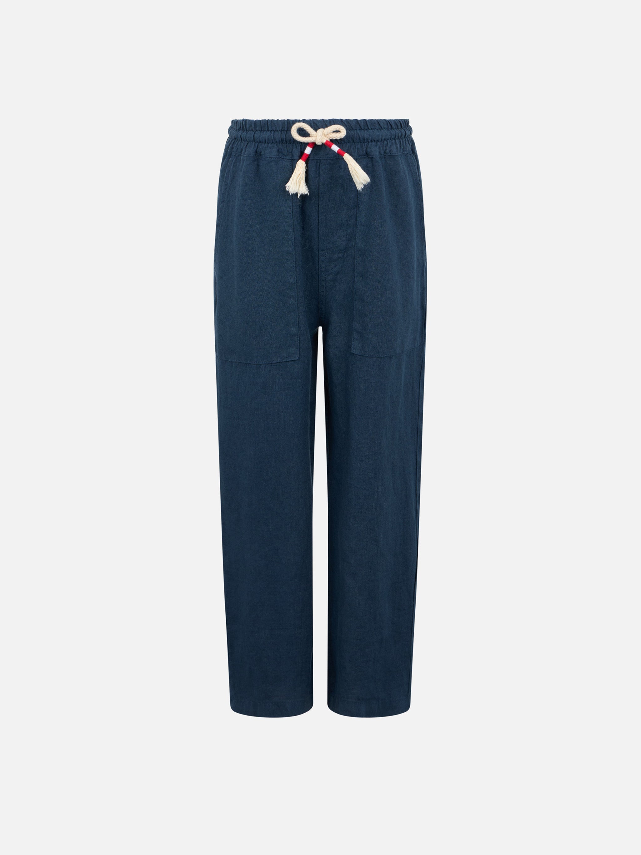 mc2-saint-barth-calais-jr-pantaloni-bambino-in-lino-blu-navy-con-coulisse image 1