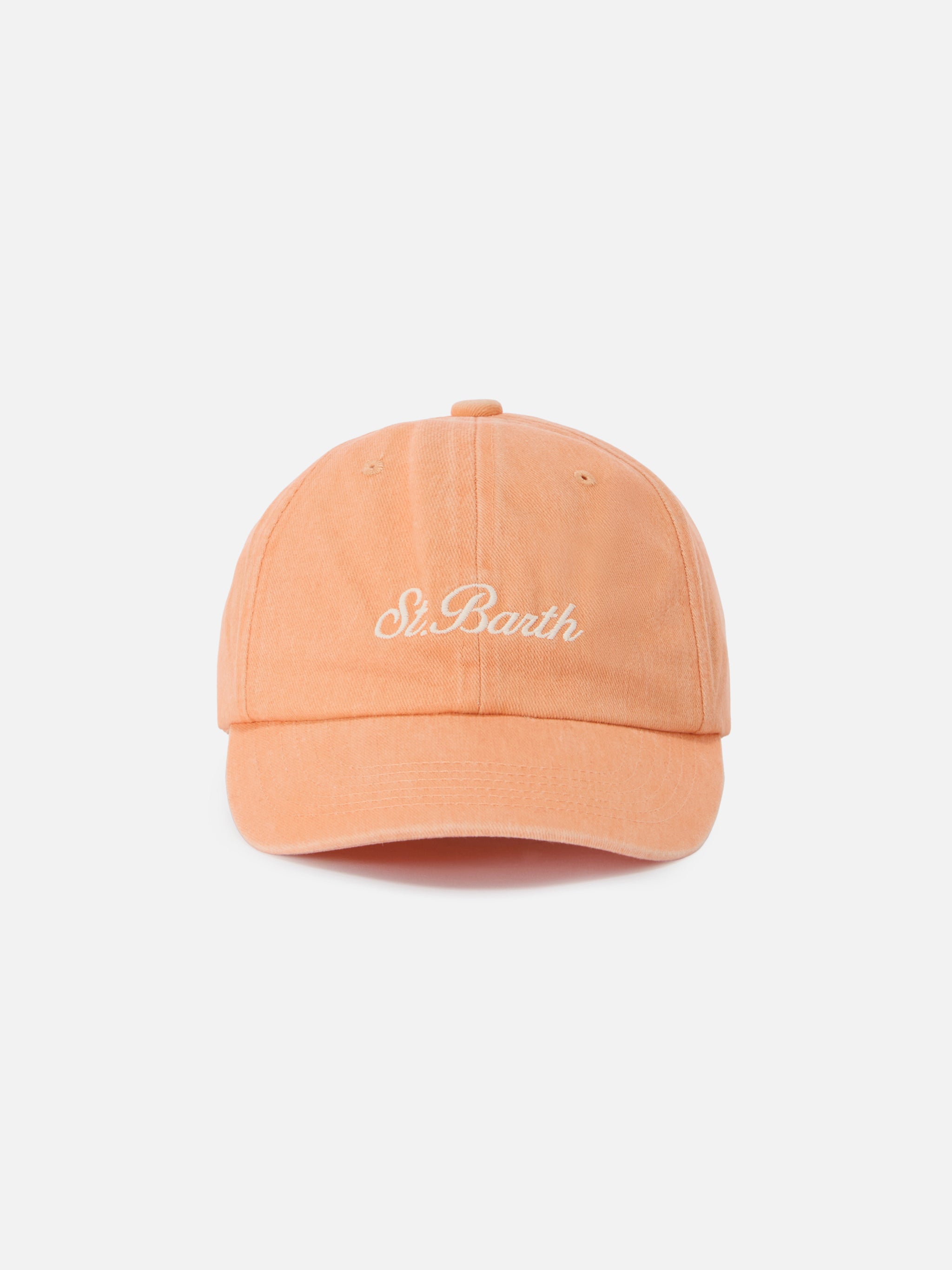 mc2-saint-barth-cappellino-davis-arancione-in-cotone-con-logo-ricamato image 1