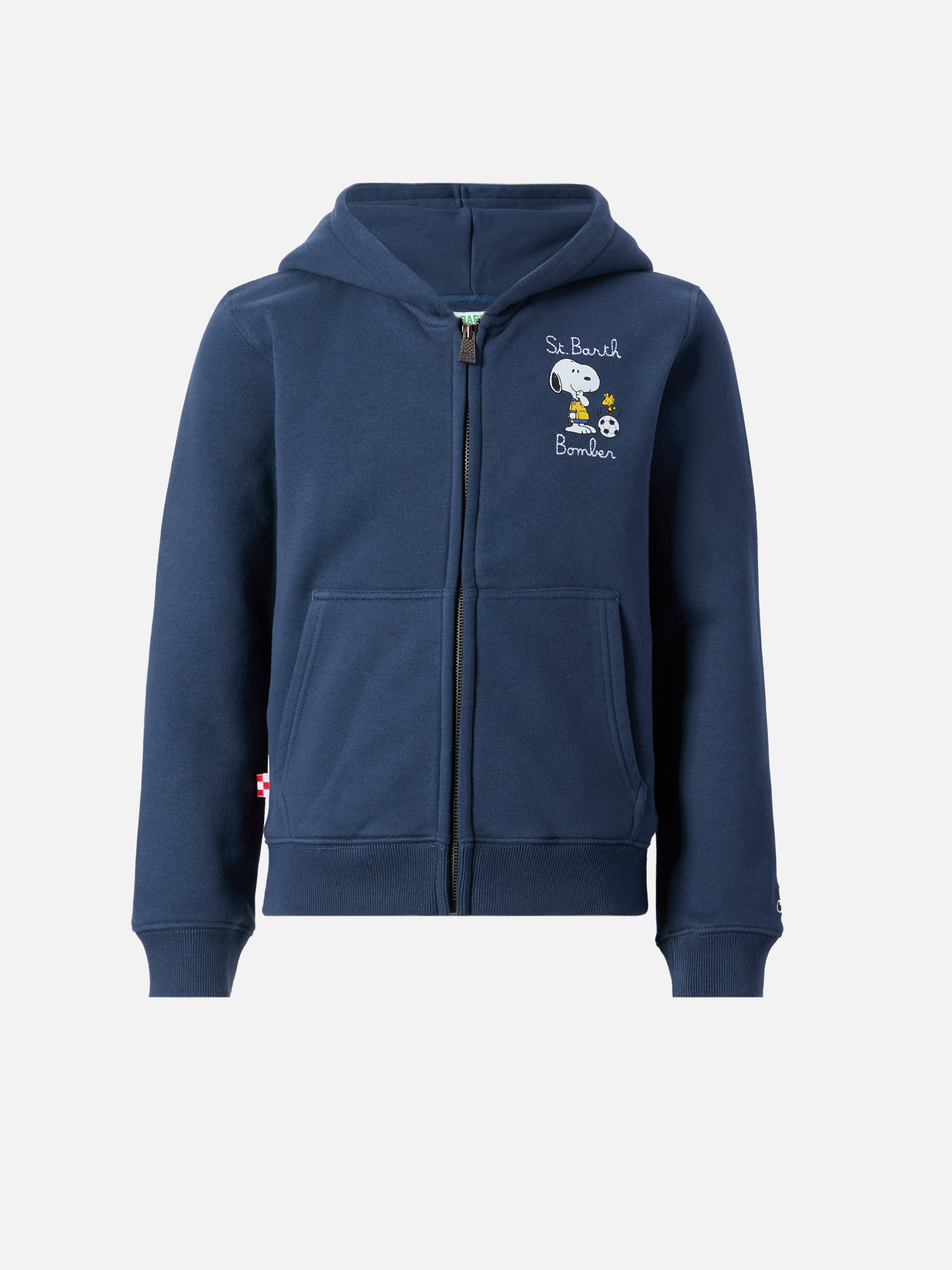 mc2-saint-barth-felpa-toronto-bambino-blu-navy-con-cappuccio-e-stampa-snoopy-pea image 1