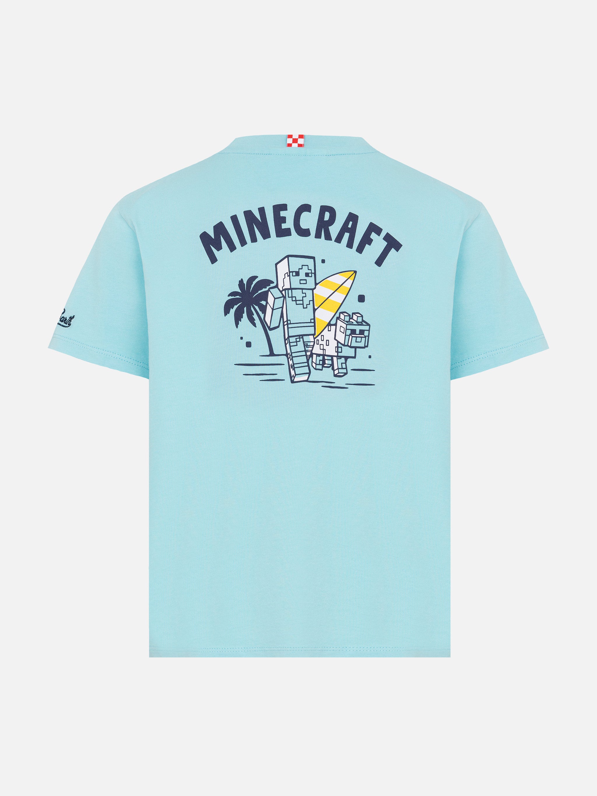 t-shirt-mc2-saint-barth-bambino-in-cotone-verde-acqua-stampa-minecraft-in-st-bar image 2