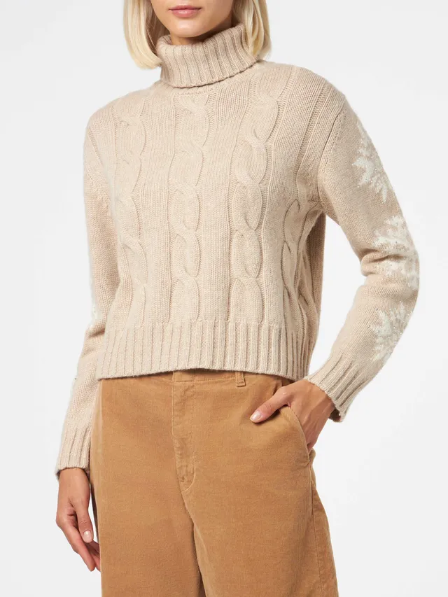 mc2-saint-barth-adler-maglia-collo-alto-beige-con-strass image 1