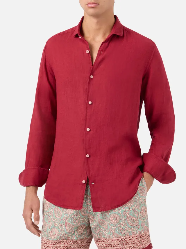 mc2-saint-barth-camicia-pamplona-uomo-in-lino-bordeaux image 1