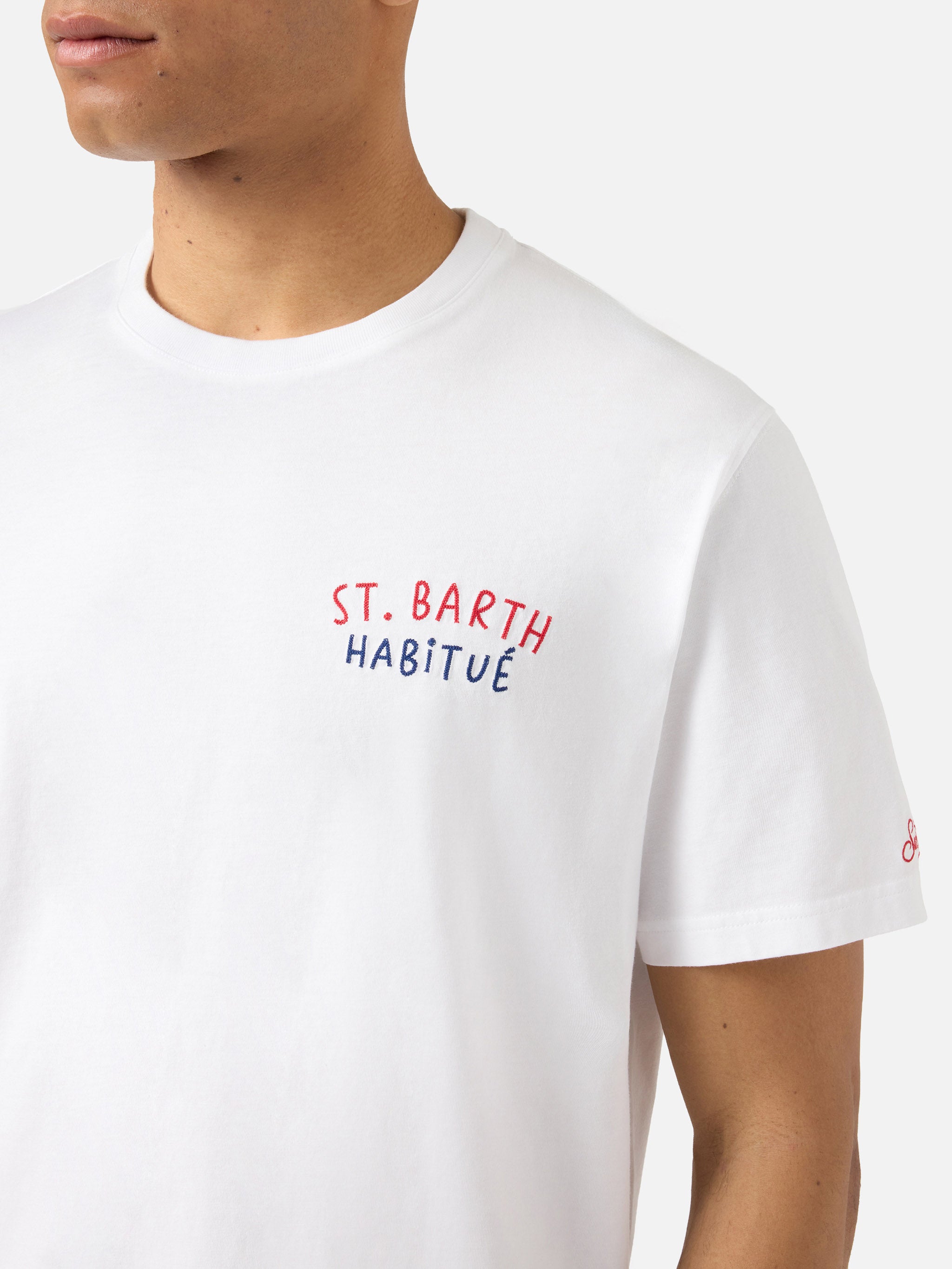 mc2-saint-barth-t-shirt-portland-bianca-con-ricamo-st-barth-habitu-e-grafica-pal image 2