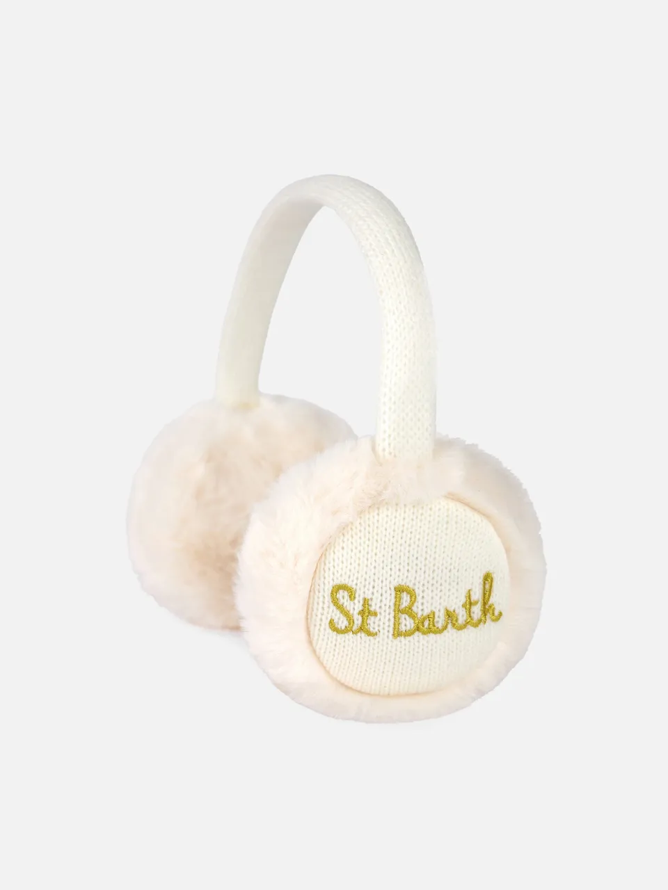 mc2-saint-barth-earm002-paraorecchie-in-maglia-bianco-con-effetto-pelliccia image 1