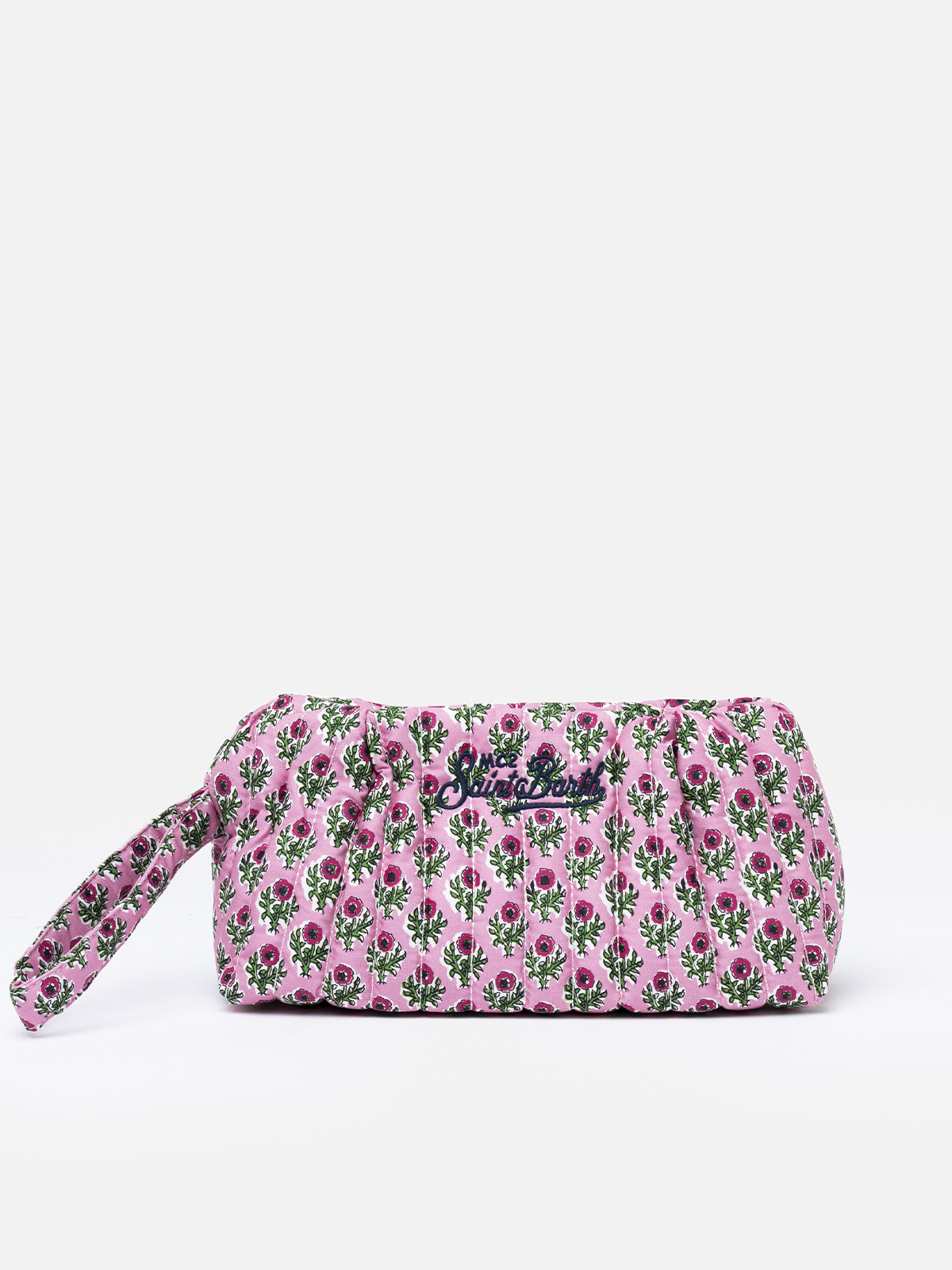 mc2-saint-barth-pochette-piccola-trapuntata-rosa-con-patch-floreale image 1