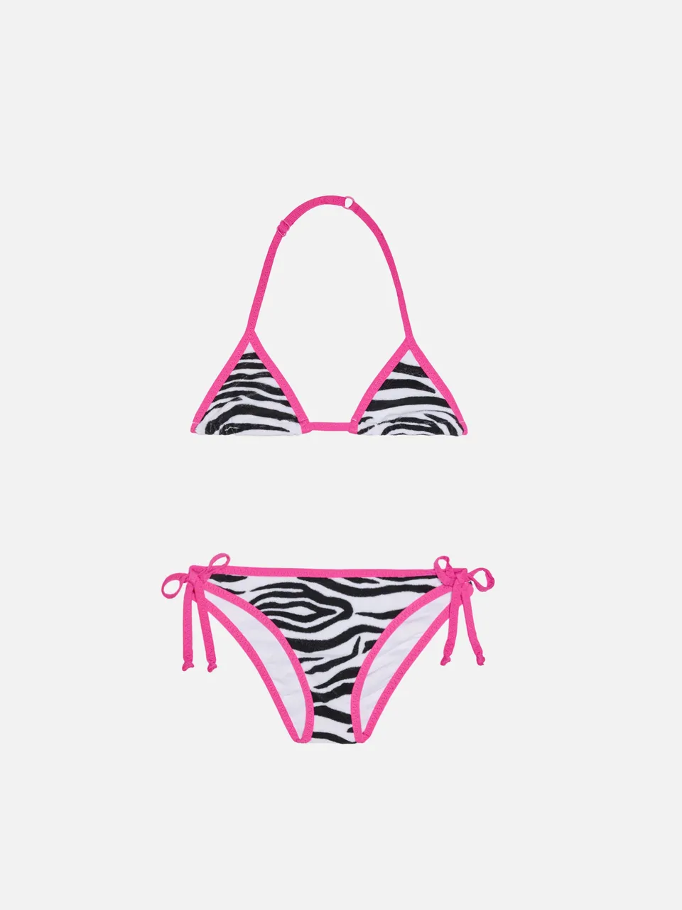 mc2-saint-barth-bikini-da-bambina-a-triangolo-con-stampa-zebrata-e-bordino-fucsi image 1
