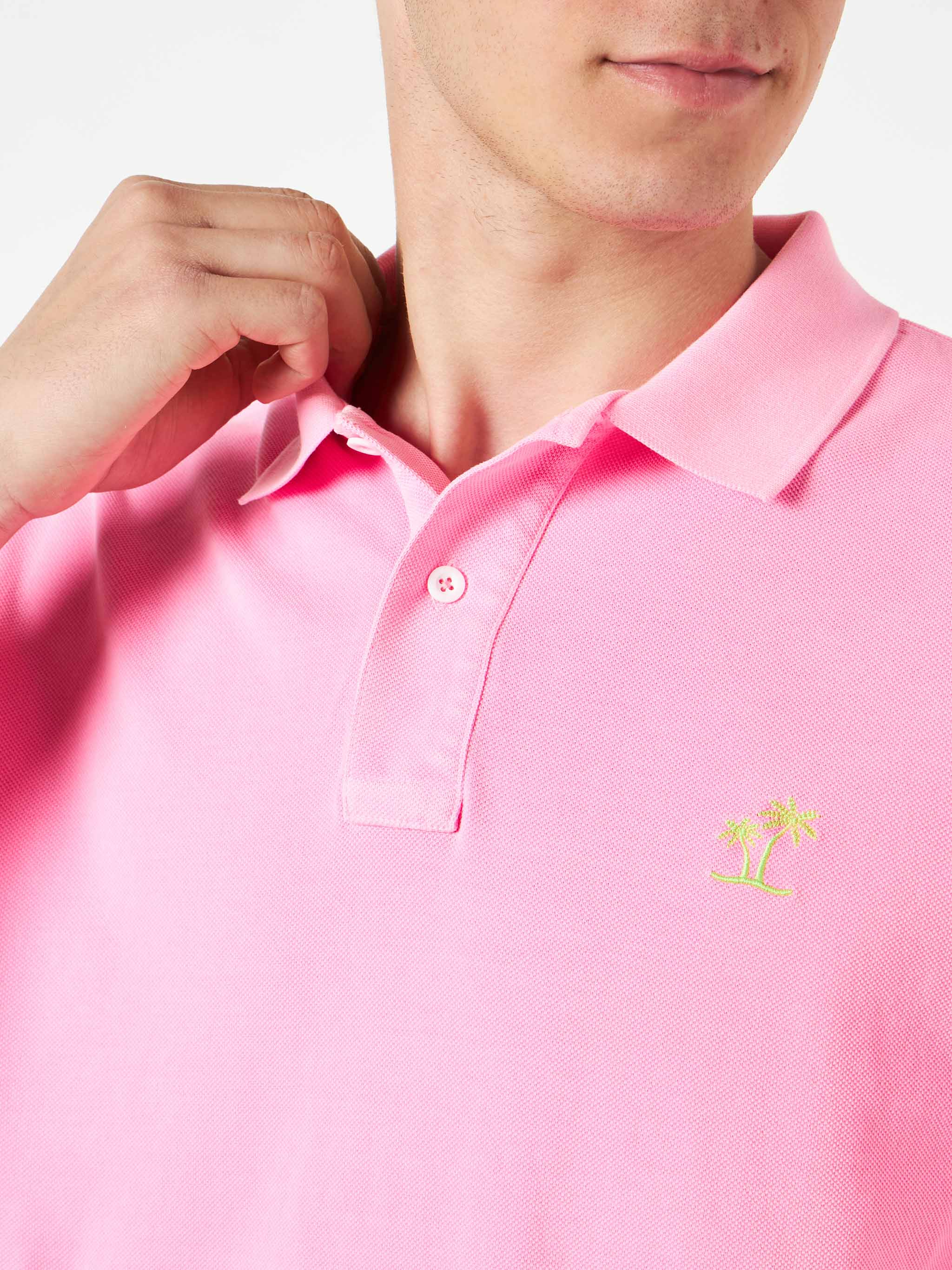 mc2-saint-barth-polo-in-piquet-di-cotone-rosa-effetto-vintage image 2