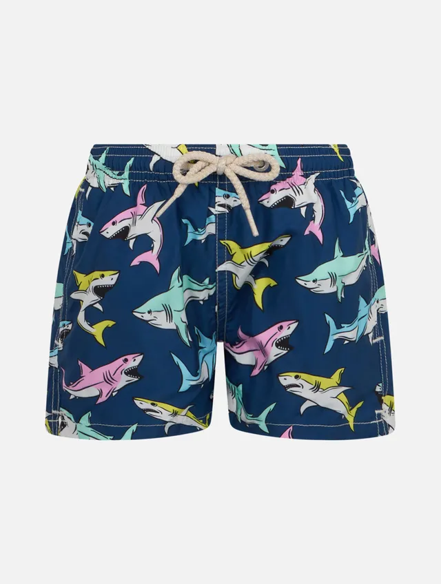 mc2-saint-barth-jean-lighting-costume-boxer-bambino-squali-blu-leggero image 1